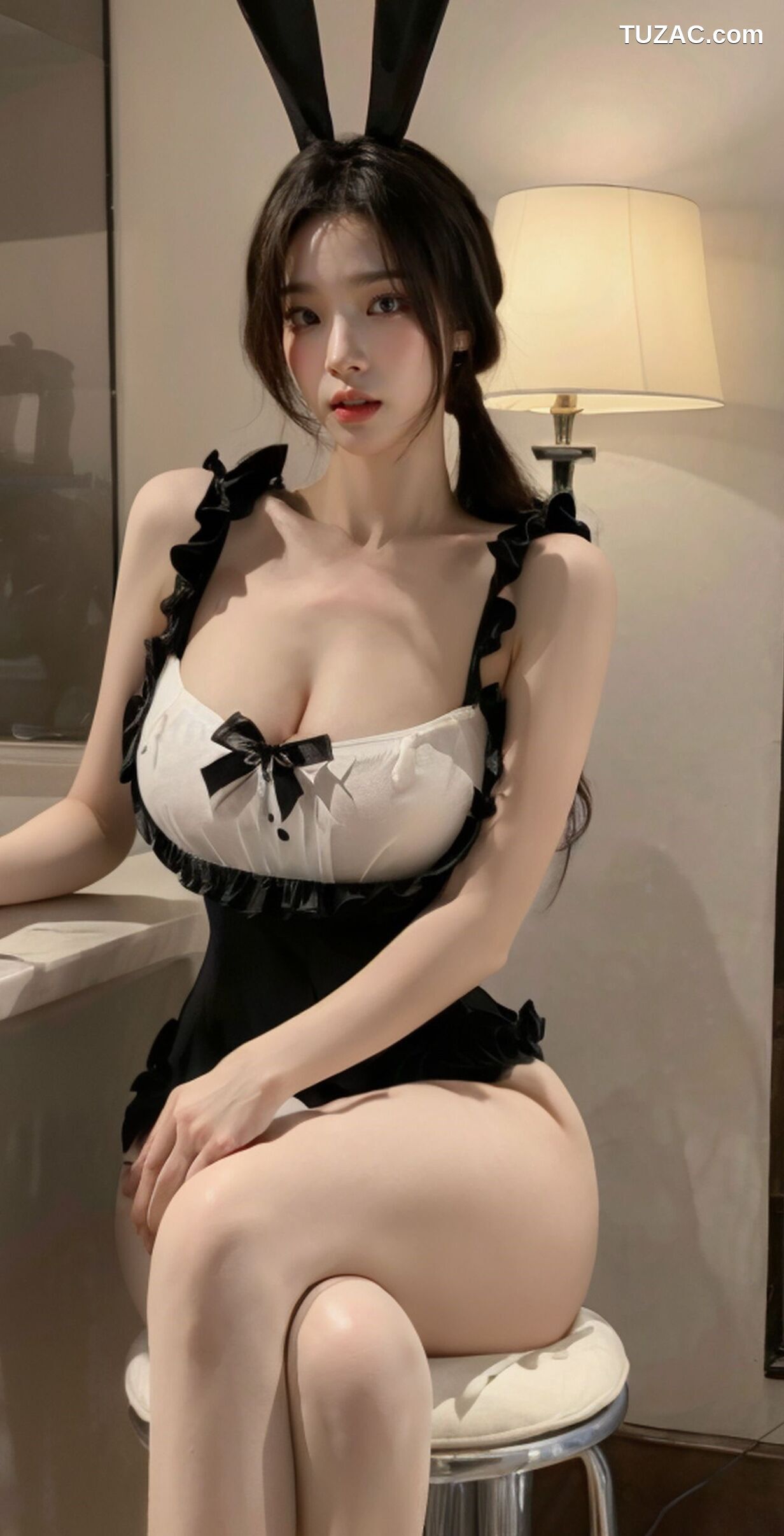 AI美女-拟实-兔女郎-黑耳朵黑白衣