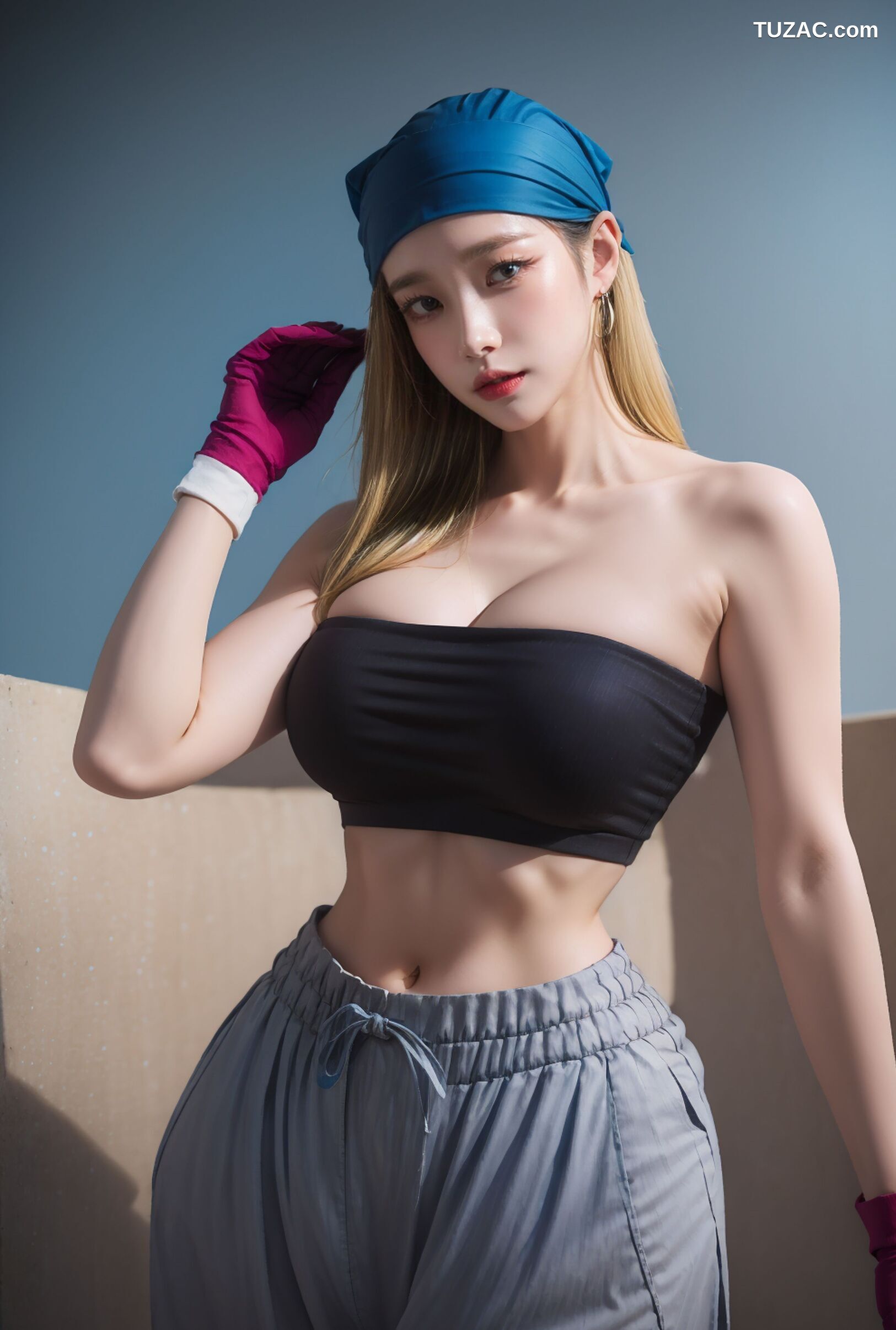 AI美女-拟实-包头抹胸美女