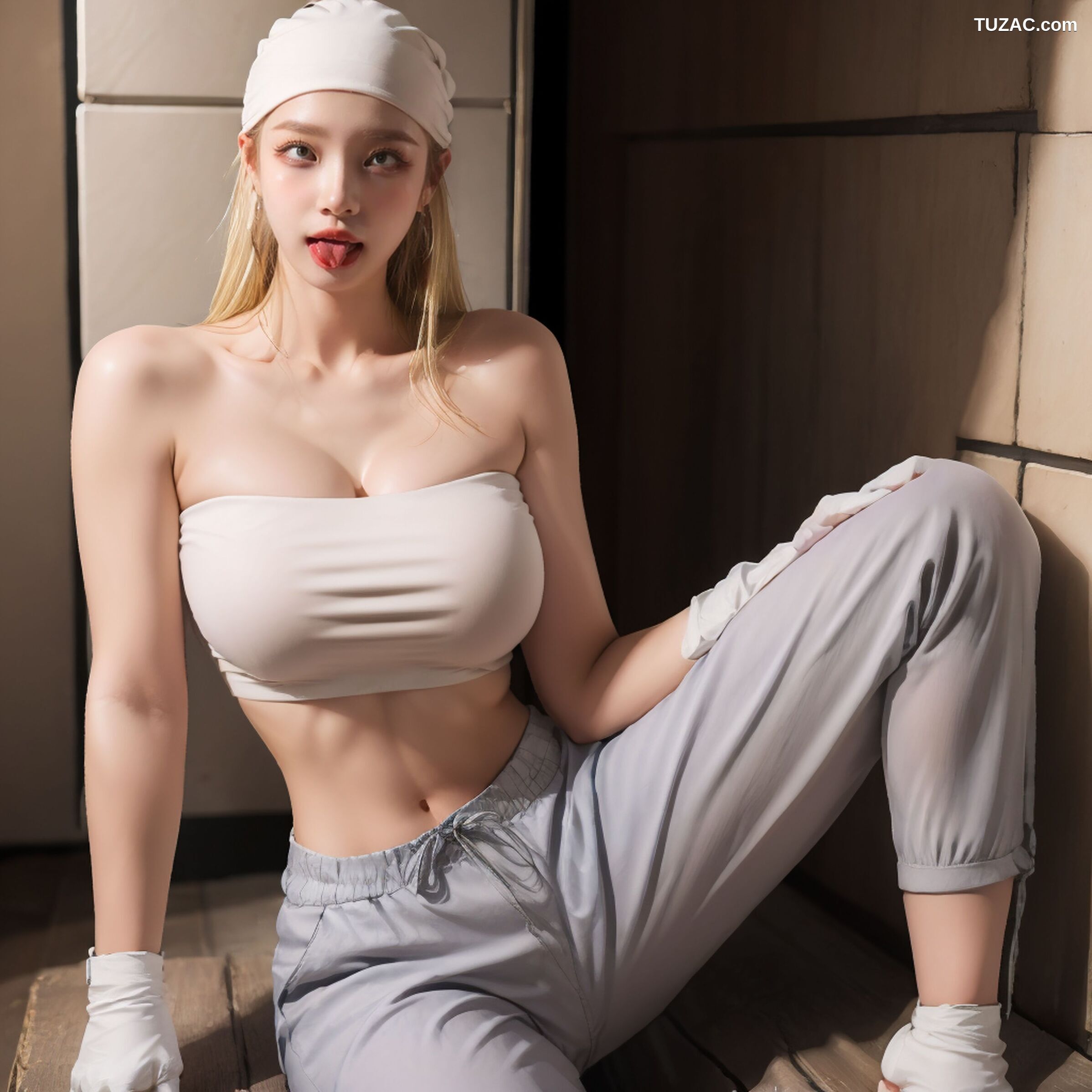 AI美女-拟实-包头抹胸美女