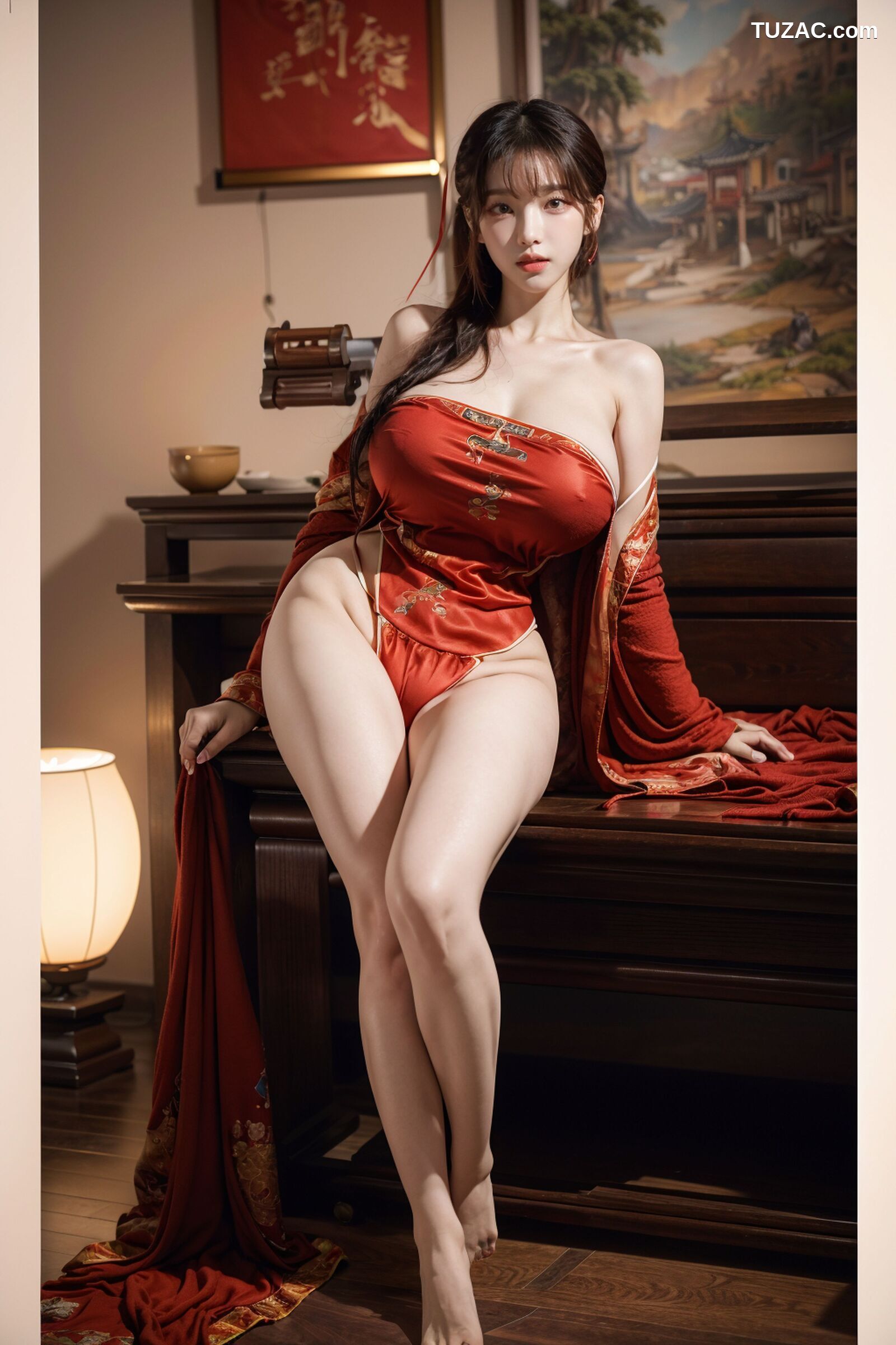 AI美女-拟实-古风红肚兜美女-18禁