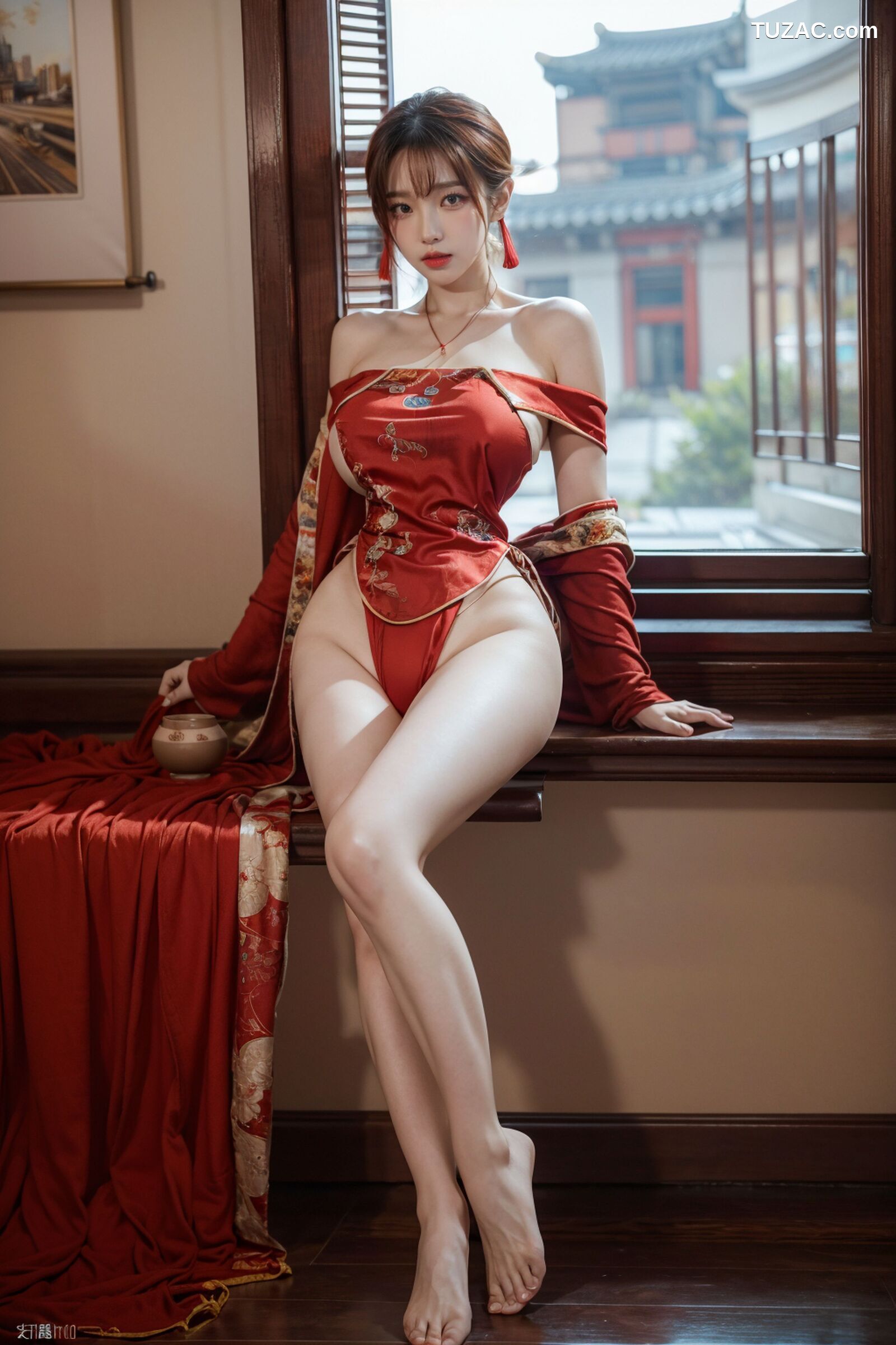 AI美女-拟实-古风红肚兜美女-18禁