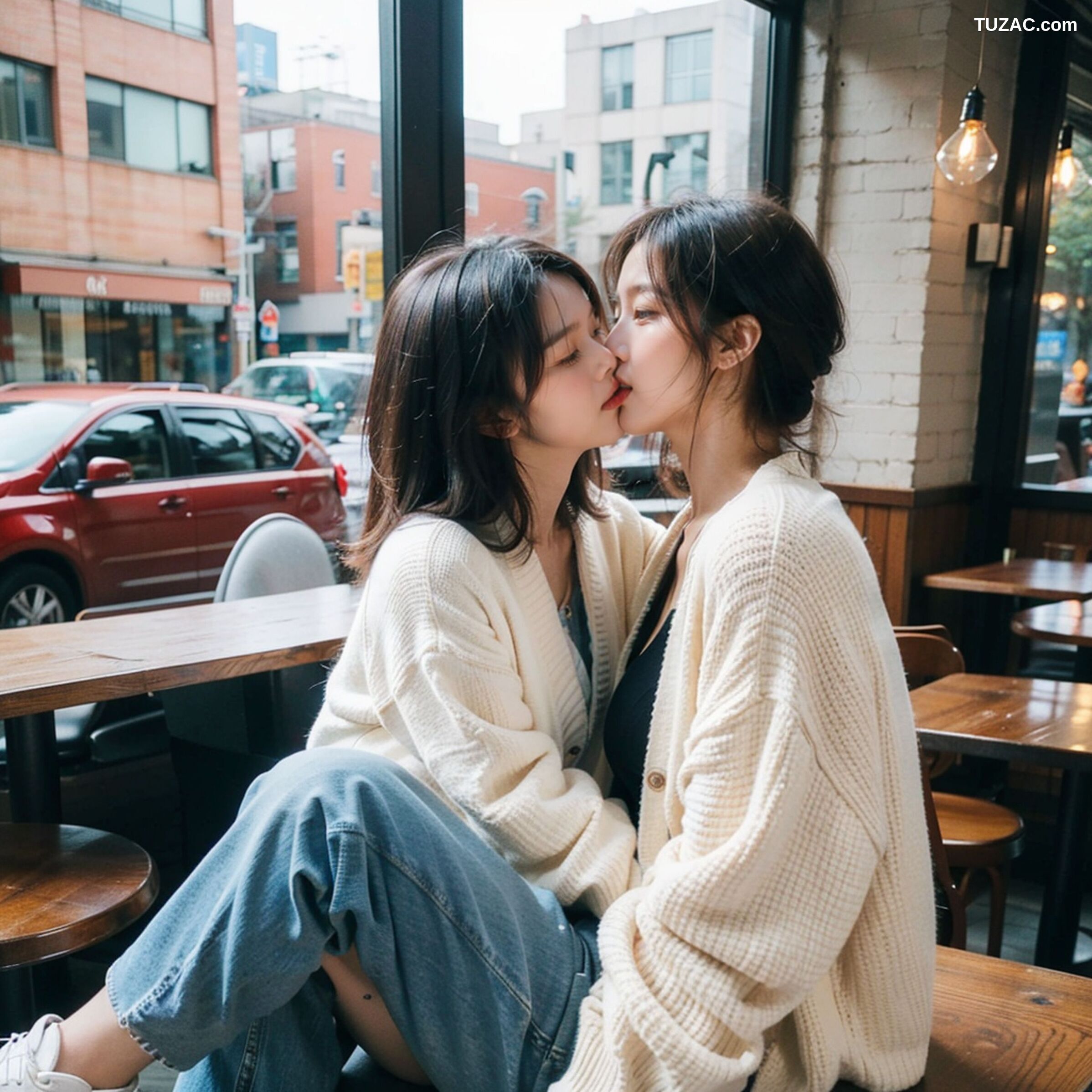 AI美女-拟实-咖啡馆的休闲时光