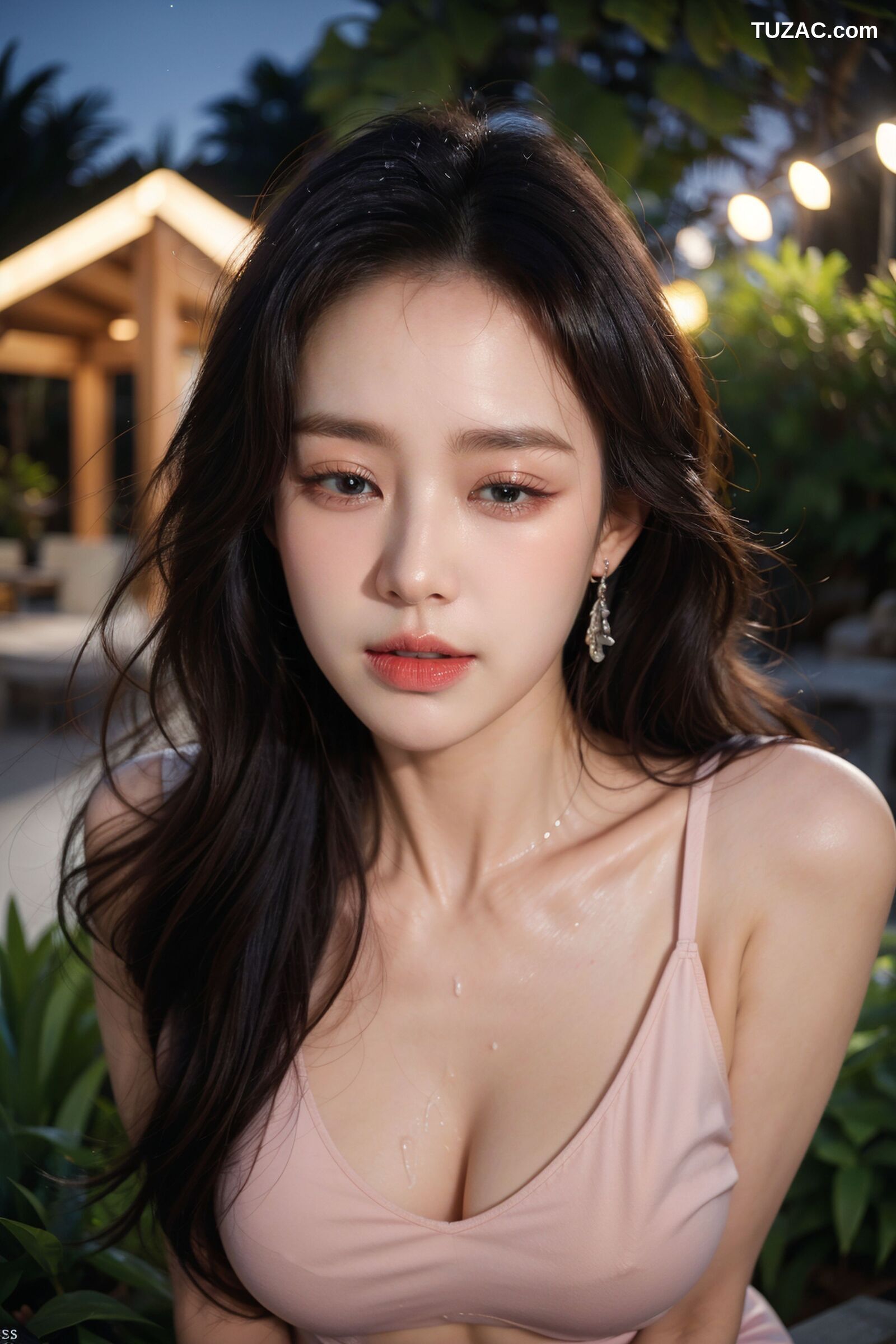 AI美女-拟实-夜色户外白色内衣美女-18禁
