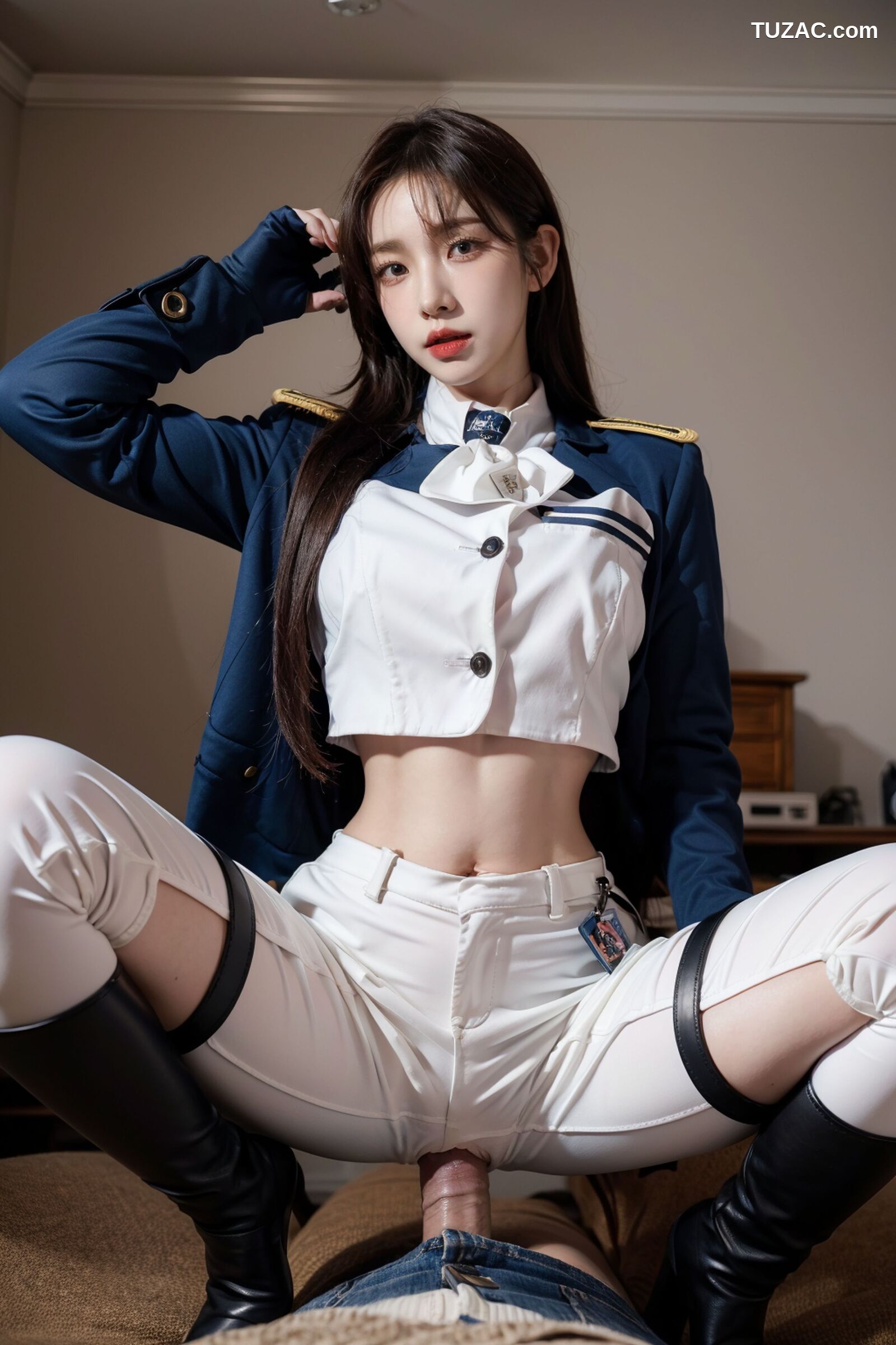 AI美女-拟实-女军官白色制服