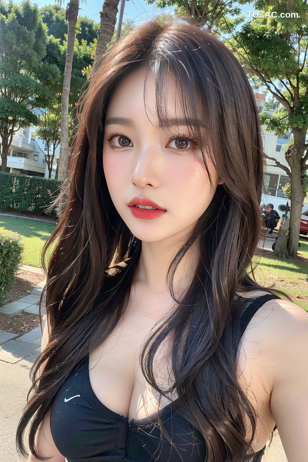 AI美女-拟实-户外绿地-运动美女