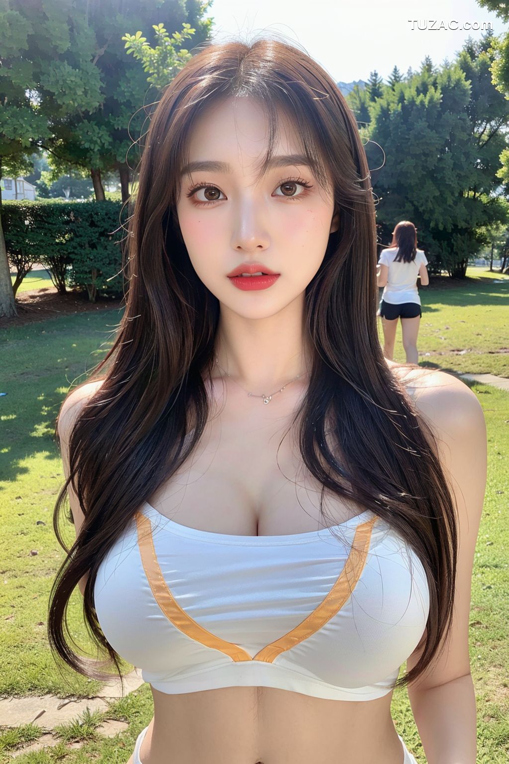AI美女-拟实-户外绿地-运动美女
