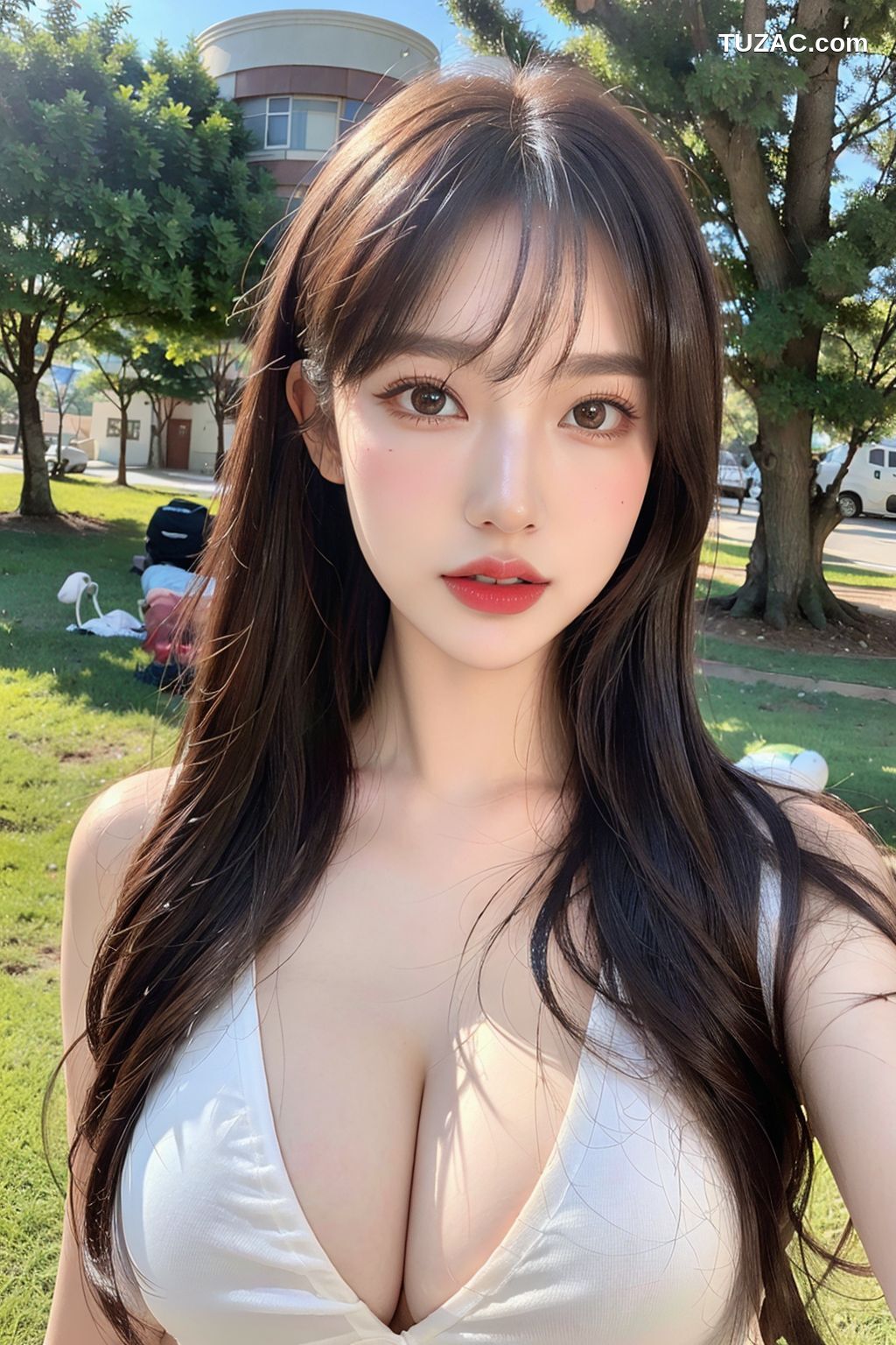 AI美女-拟实-户外绿地-运动美女