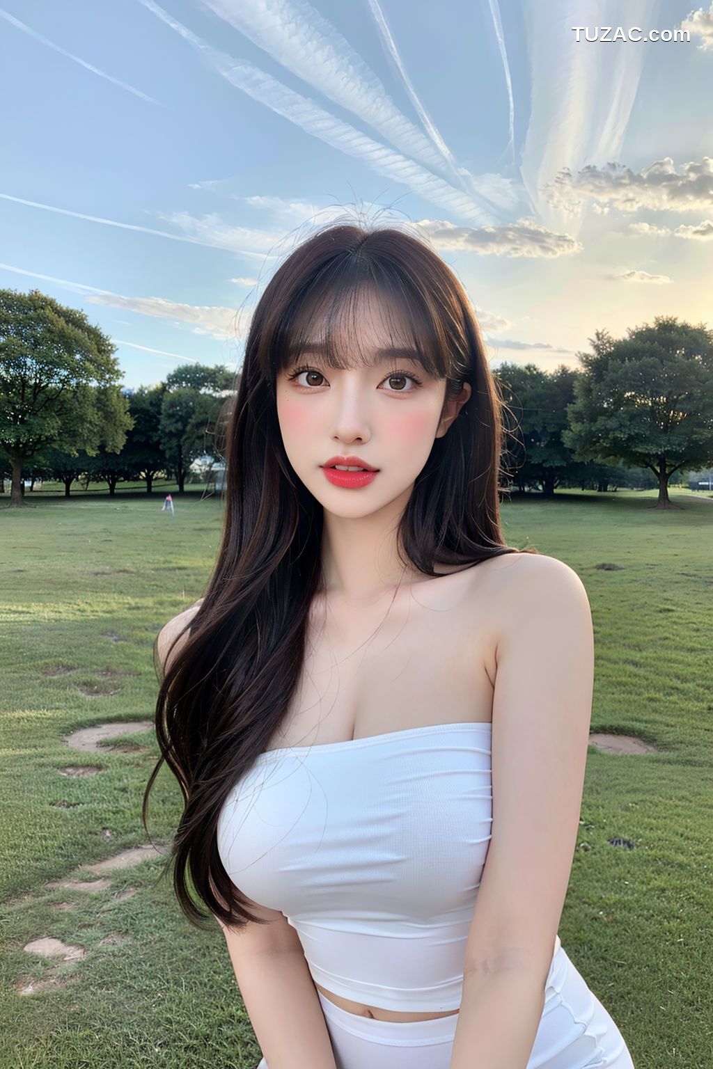 AI美女-拟实-户外绿地-运动美女