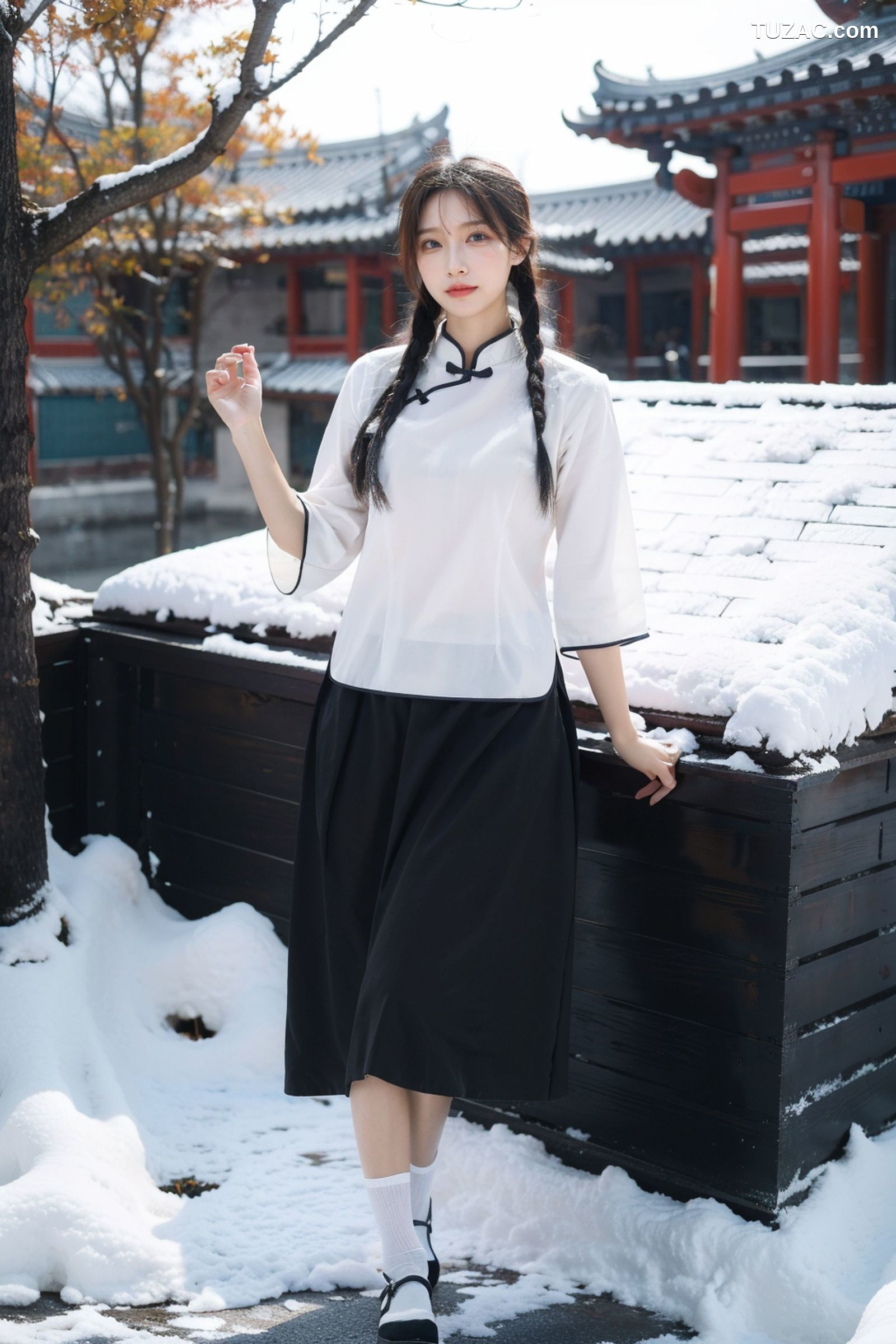 AI美女-拟实-民国风白衣黑裙-纯净版