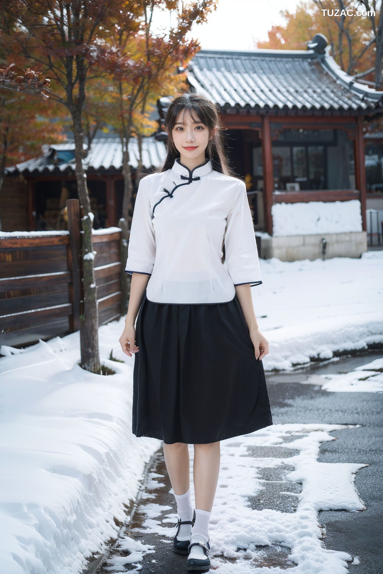 AI美女-拟实-民国风白衣黑裙-纯净版
