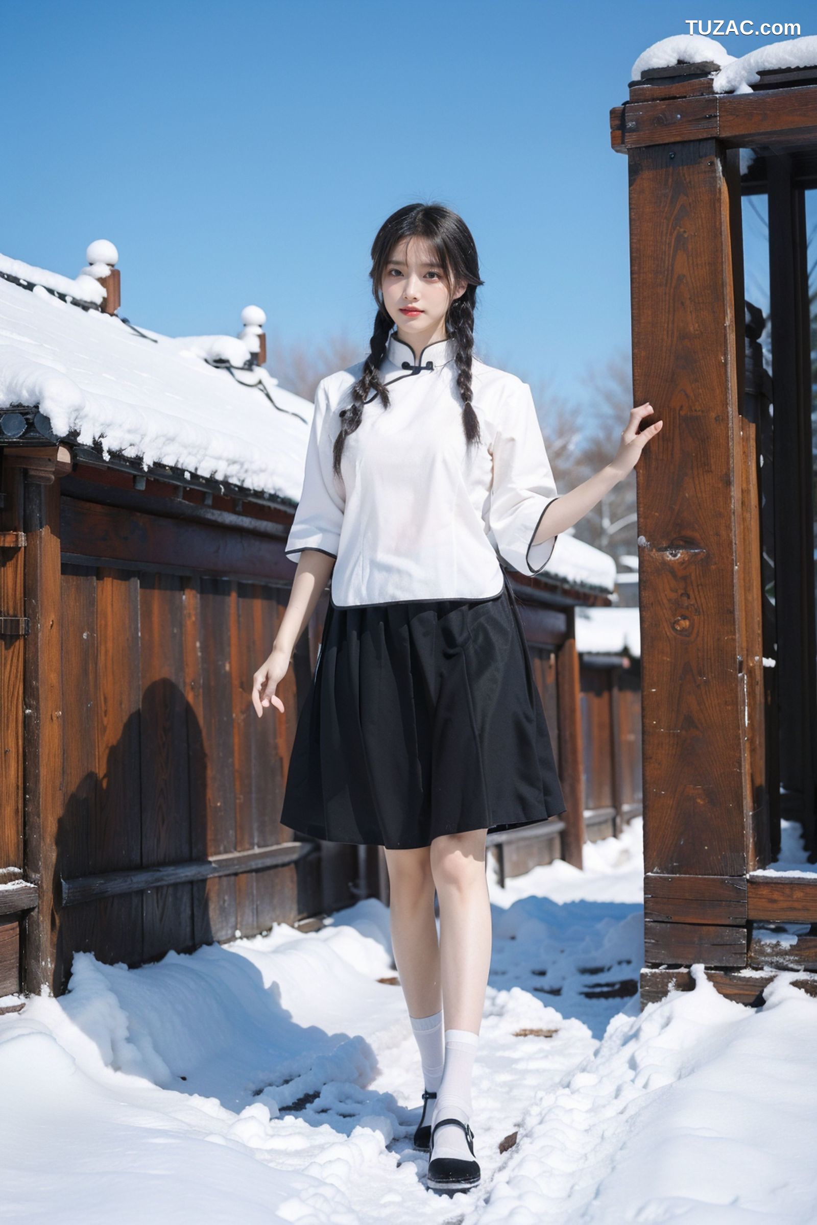 AI美女-拟实-民国风白衣黑裙-纯净版