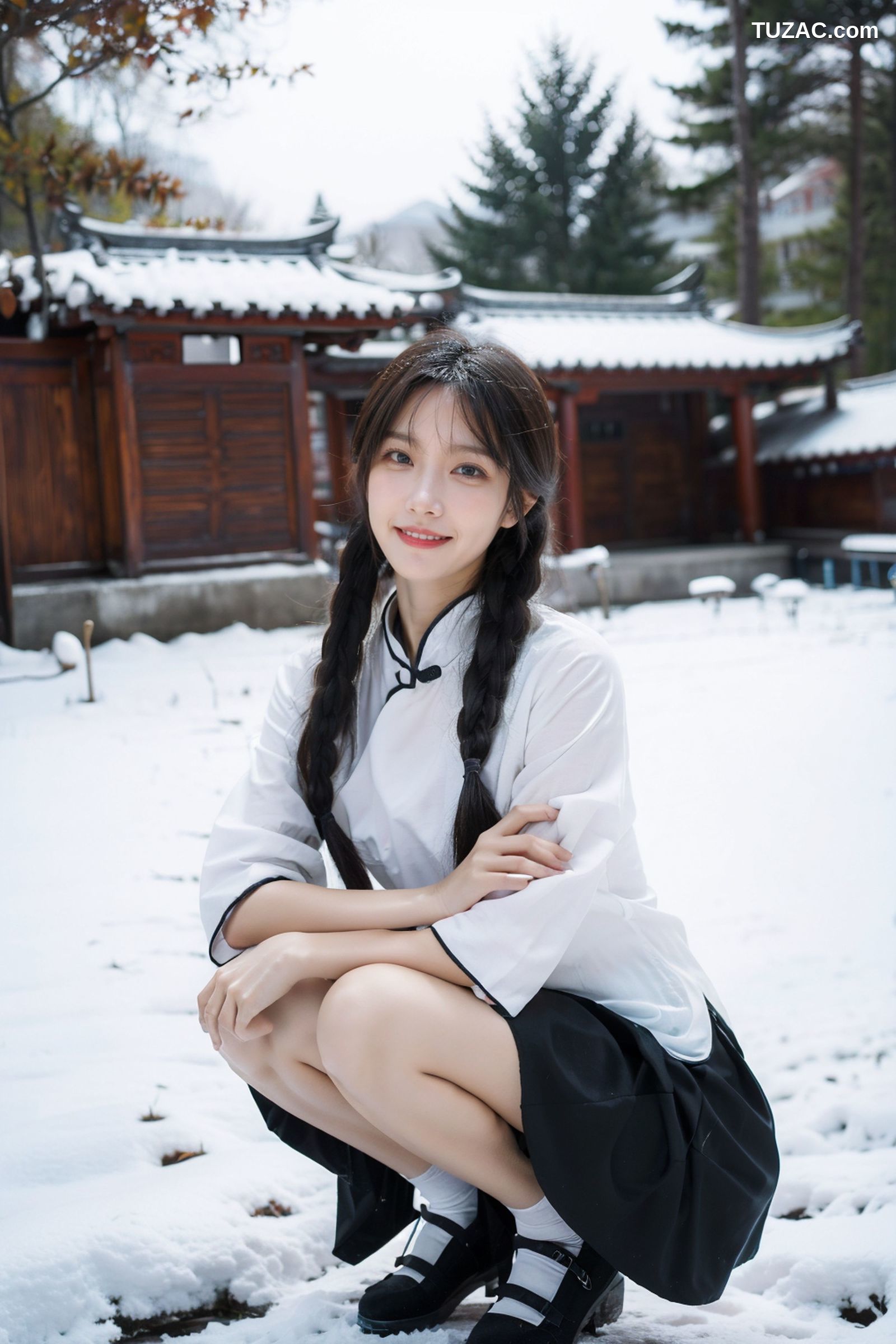 AI美女-拟实-民国风白衣黑裙-纯净版