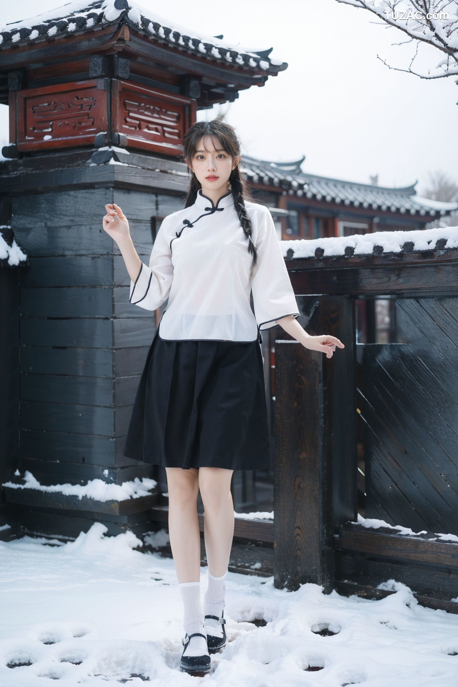 AI美女-拟实-民国风白衣黑裙-纯净版
