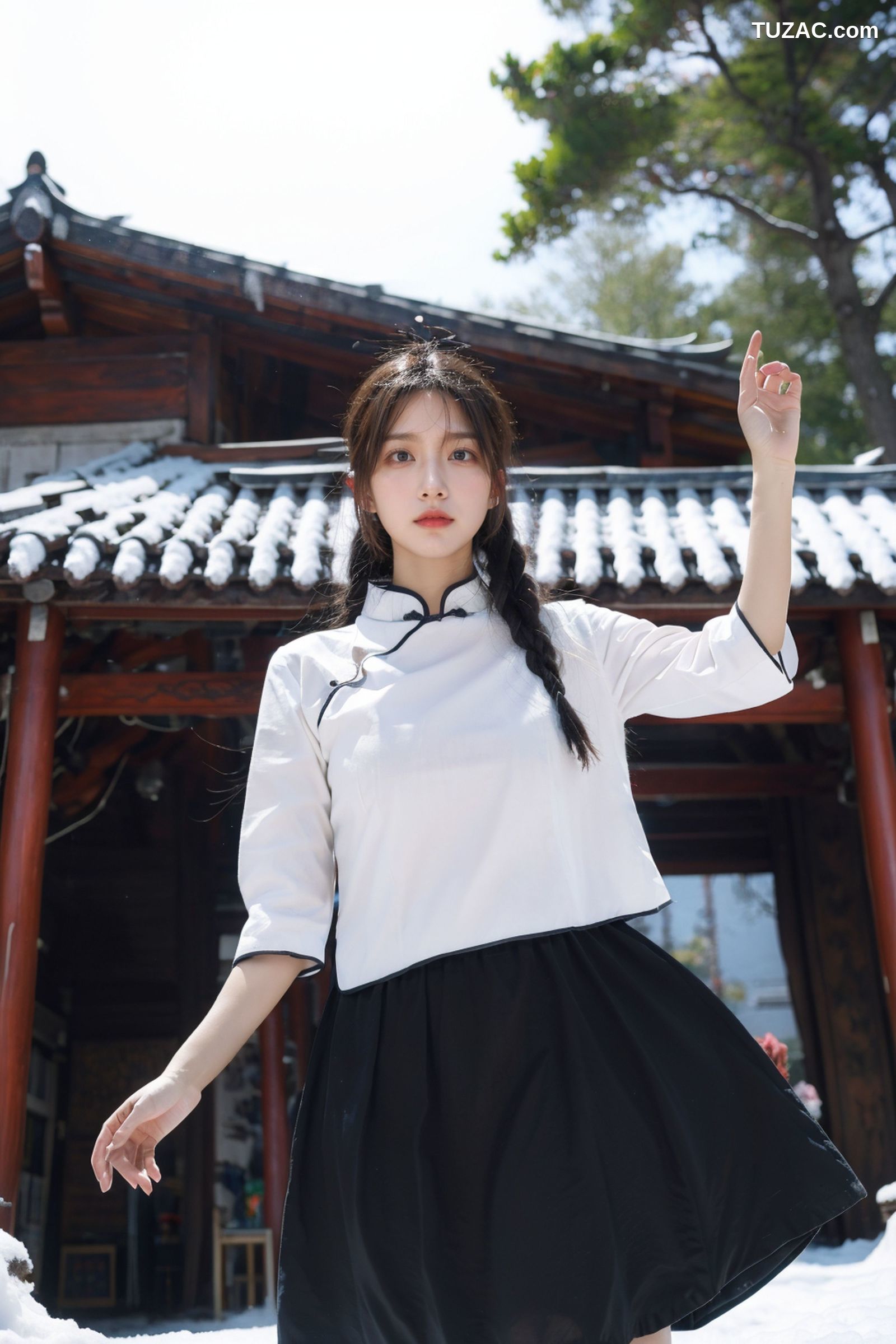 AI美女-拟实-民国风白衣黑裙-纯净版