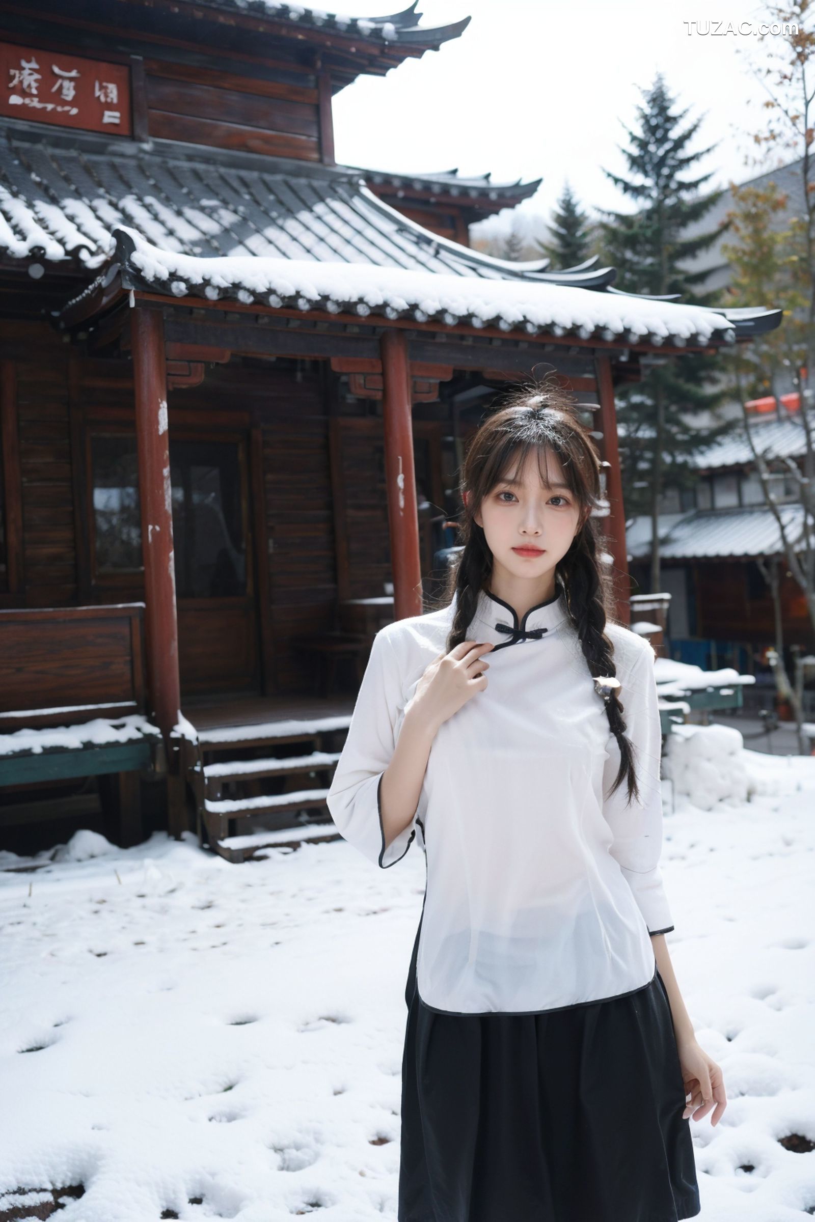 AI美女-拟实-民国风白衣黑裙-纯净版