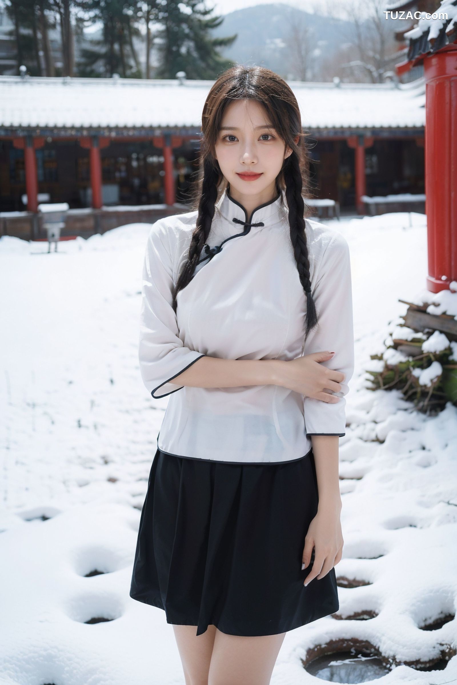 AI美女-拟实-民国风白衣黑裙-纯净版