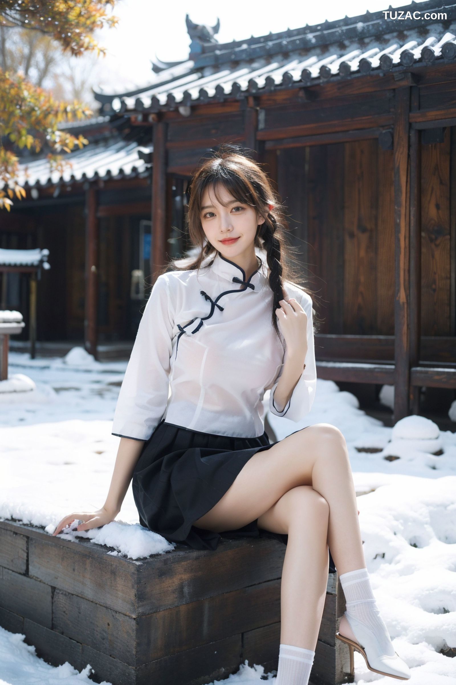 AI美女-拟实-民国风白衣黑裙-纯净版