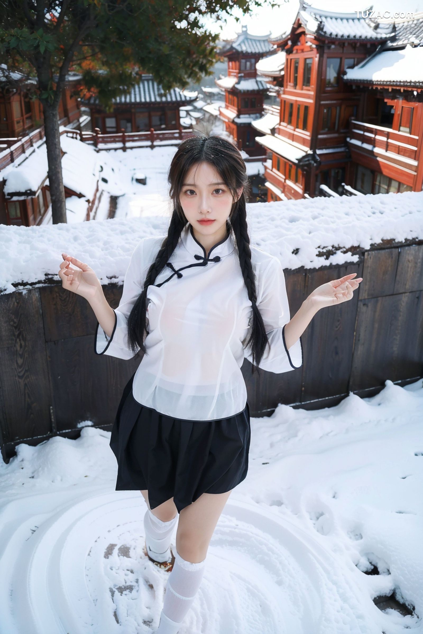 AI美女-拟实-民国风白衣黑裙-纯净版