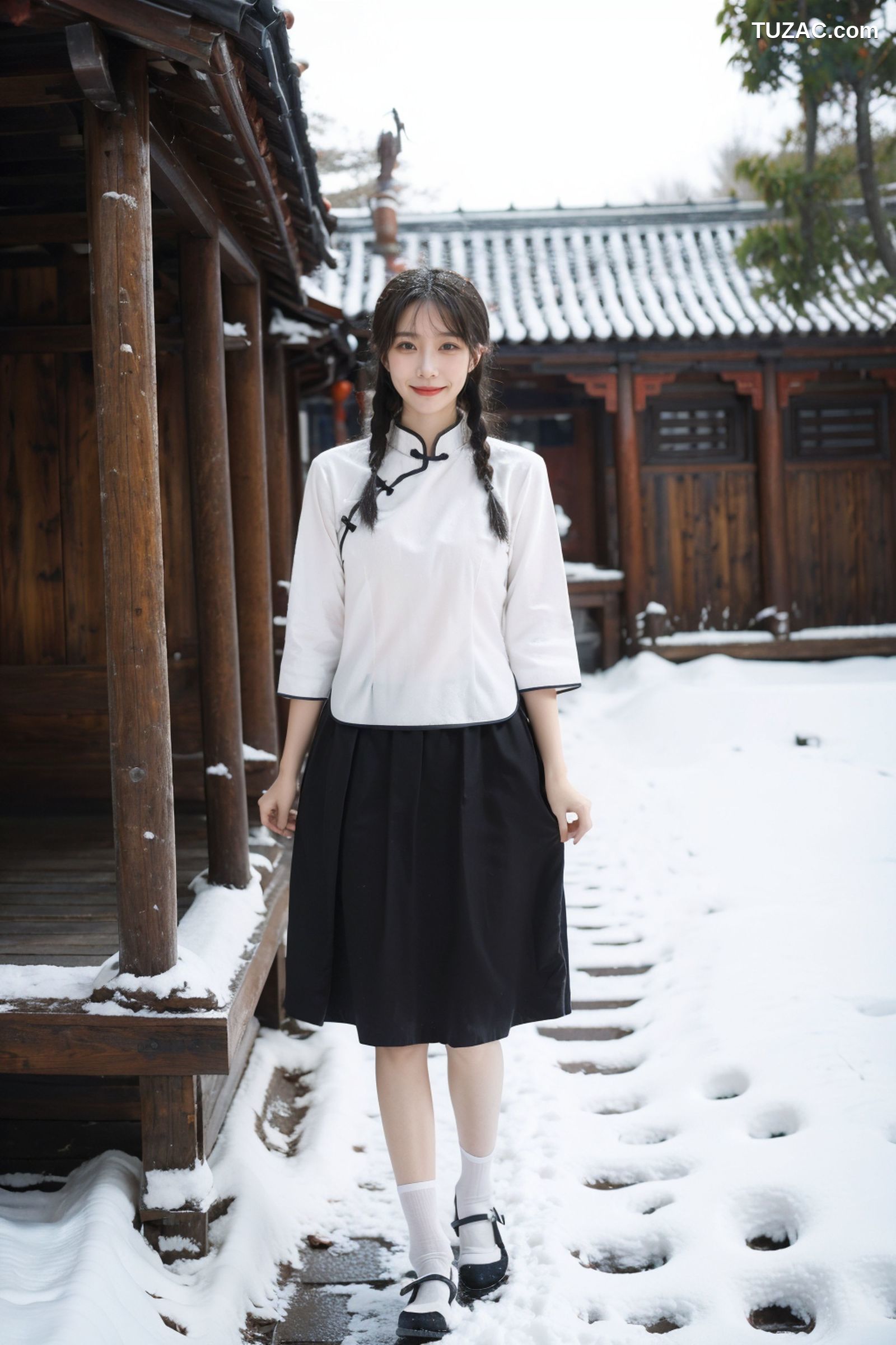 AI美女-拟实-民国风白衣黑裙-纯净版