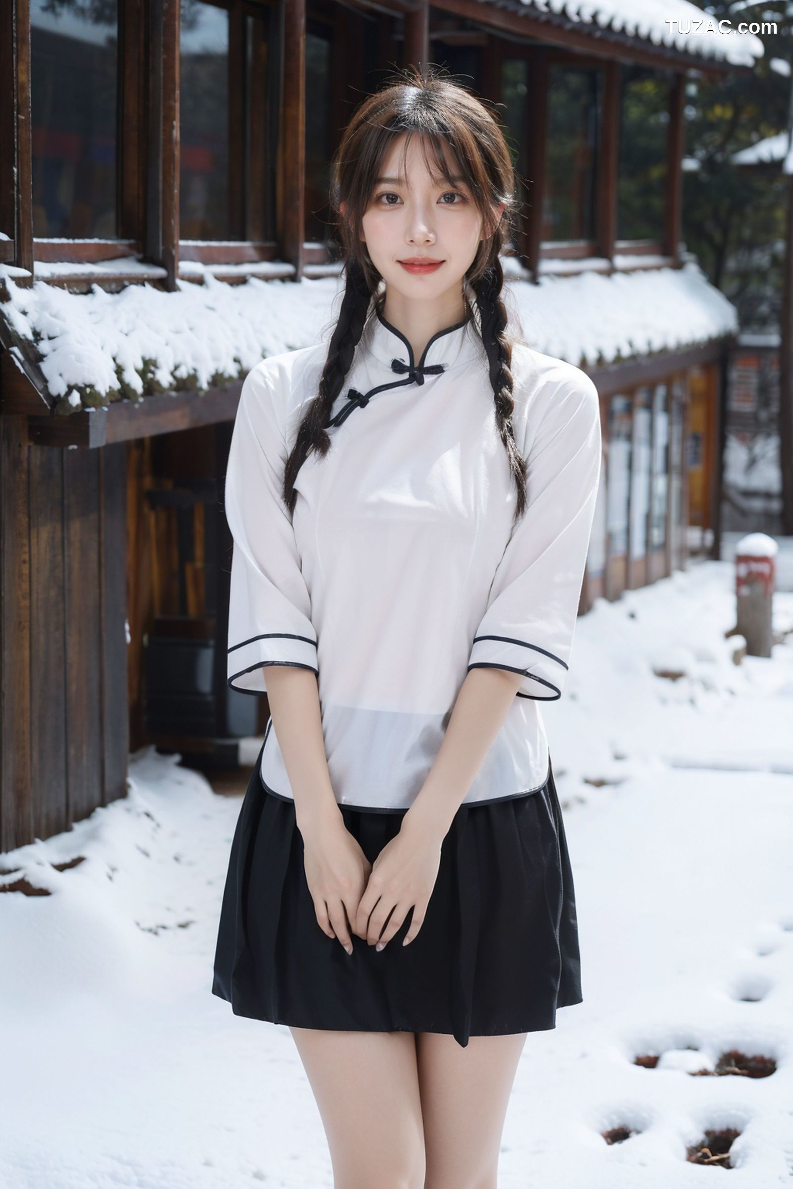 AI美女-拟实-民国风白衣黑裙-纯净版