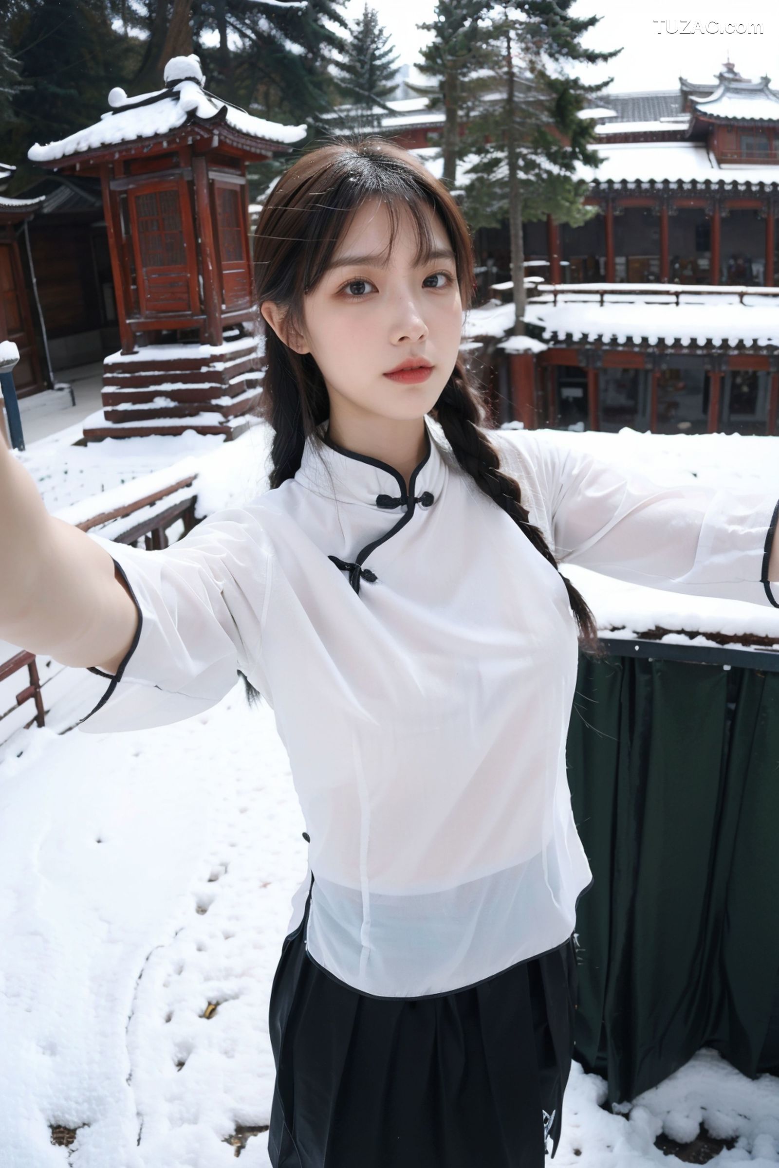 AI美女-拟实-民国风白衣黑裙-纯净版