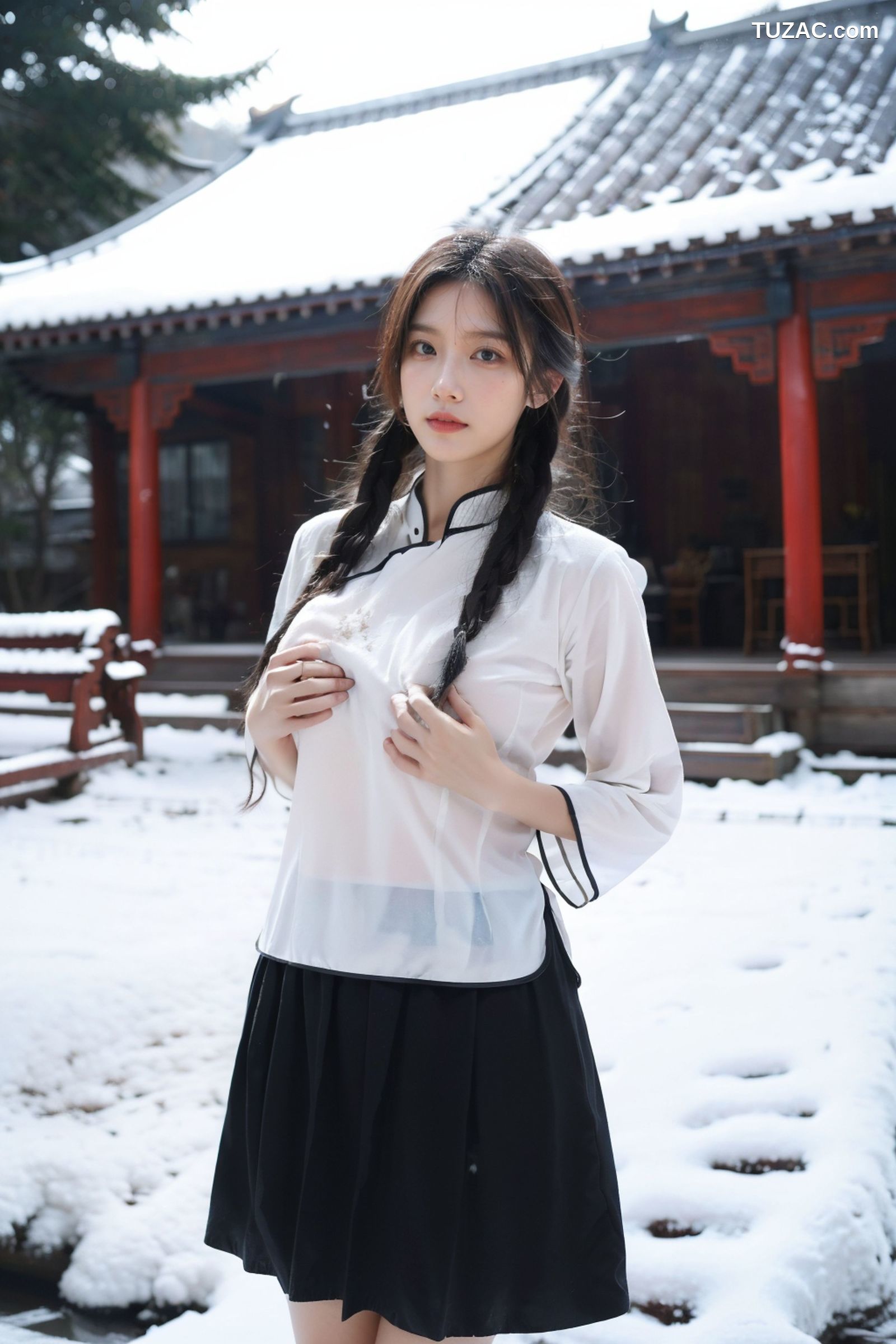 AI美女-拟实-民国风白衣黑裙-纯净版