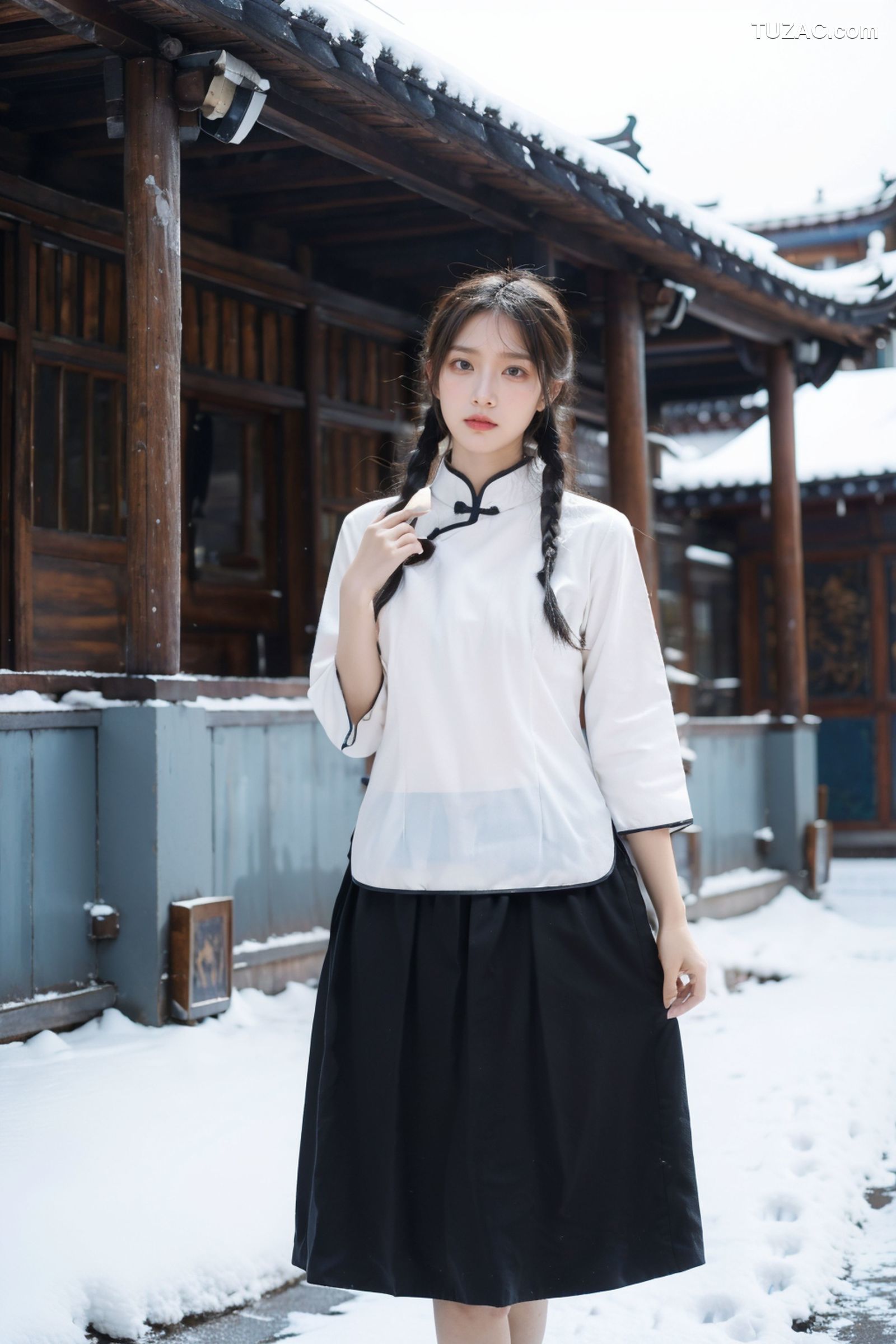 AI美女-拟实-民国风白衣黑裙-纯净版