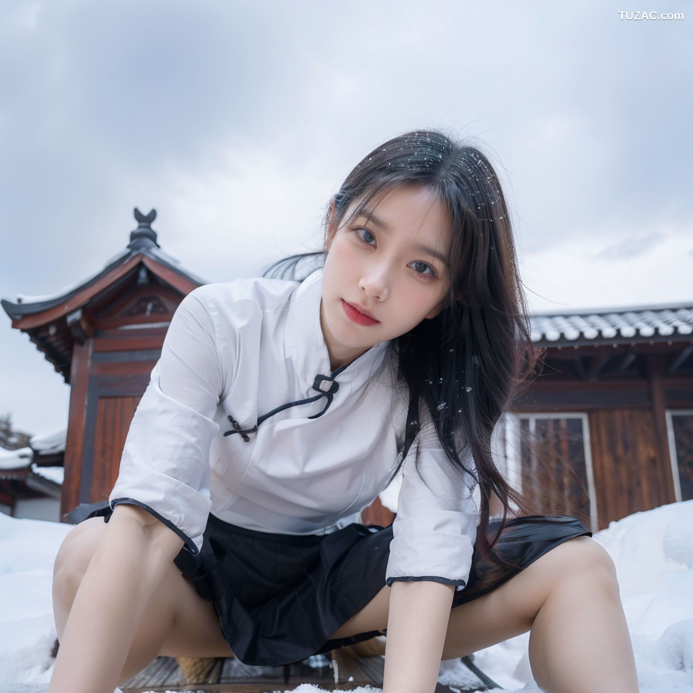 AI美女-拟实-民国风白衣黑裙-纯净版