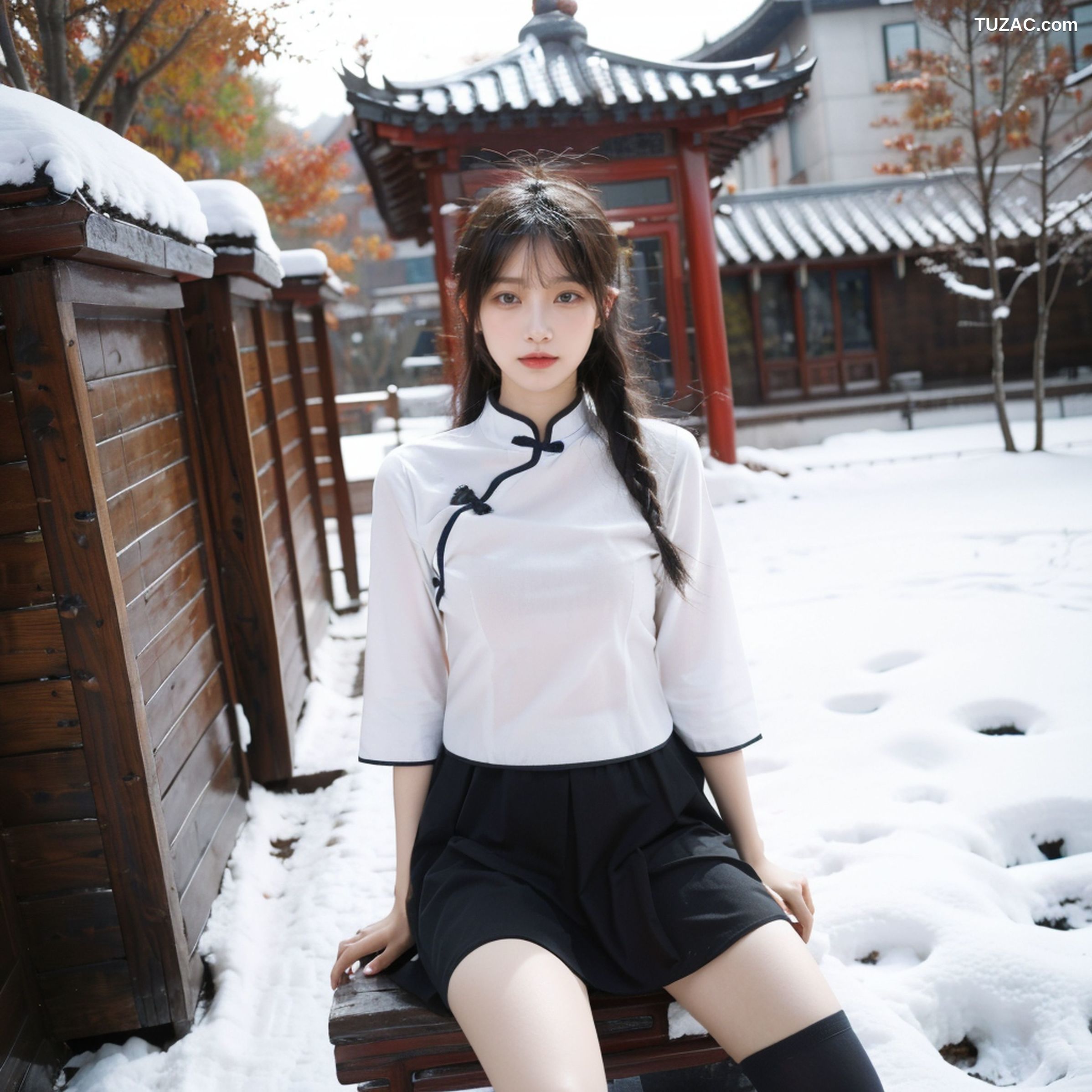 AI美女-拟实-民国风白衣黑裙-纯净版