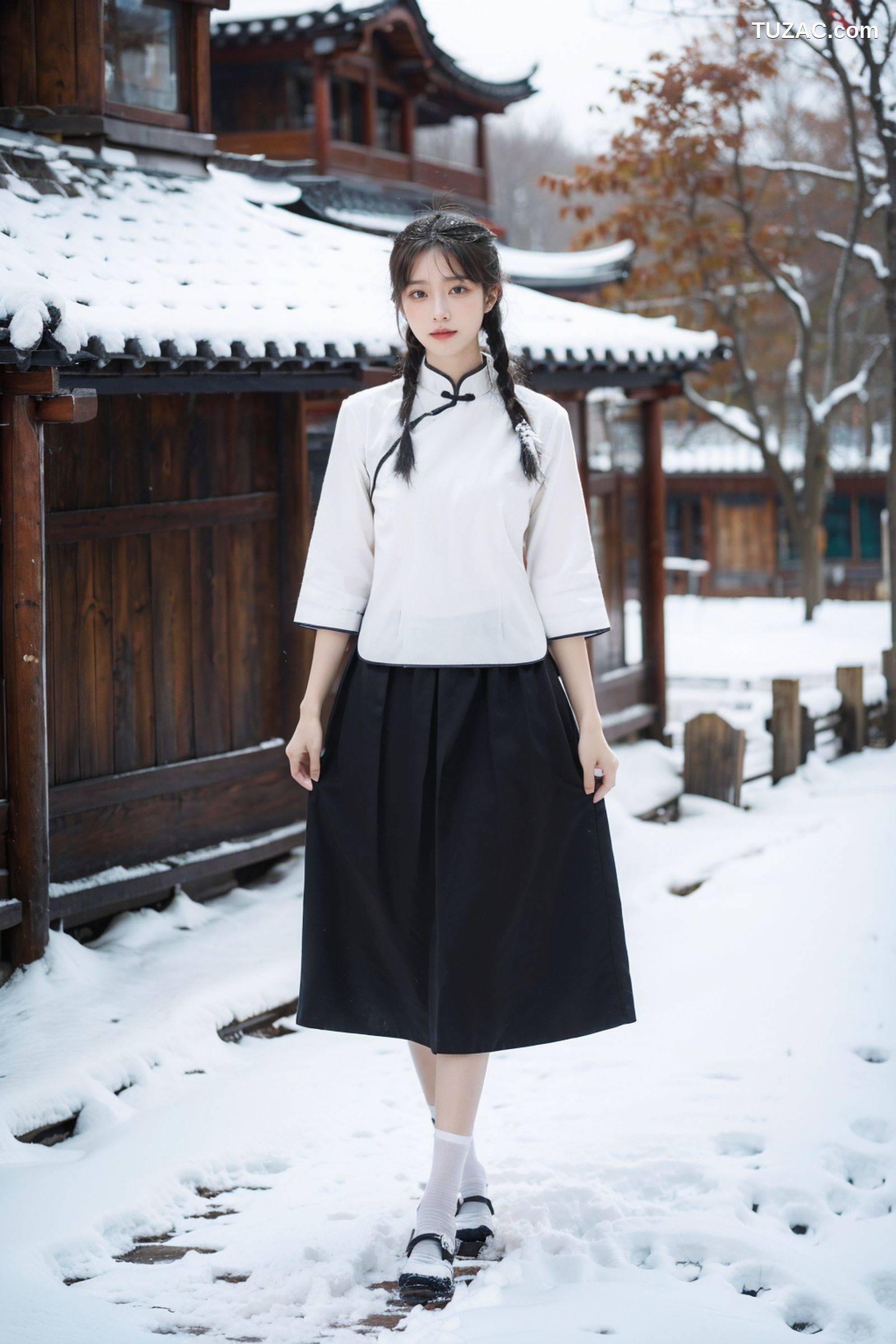 AI美女-拟实-民国风白衣黑裙-纯净版