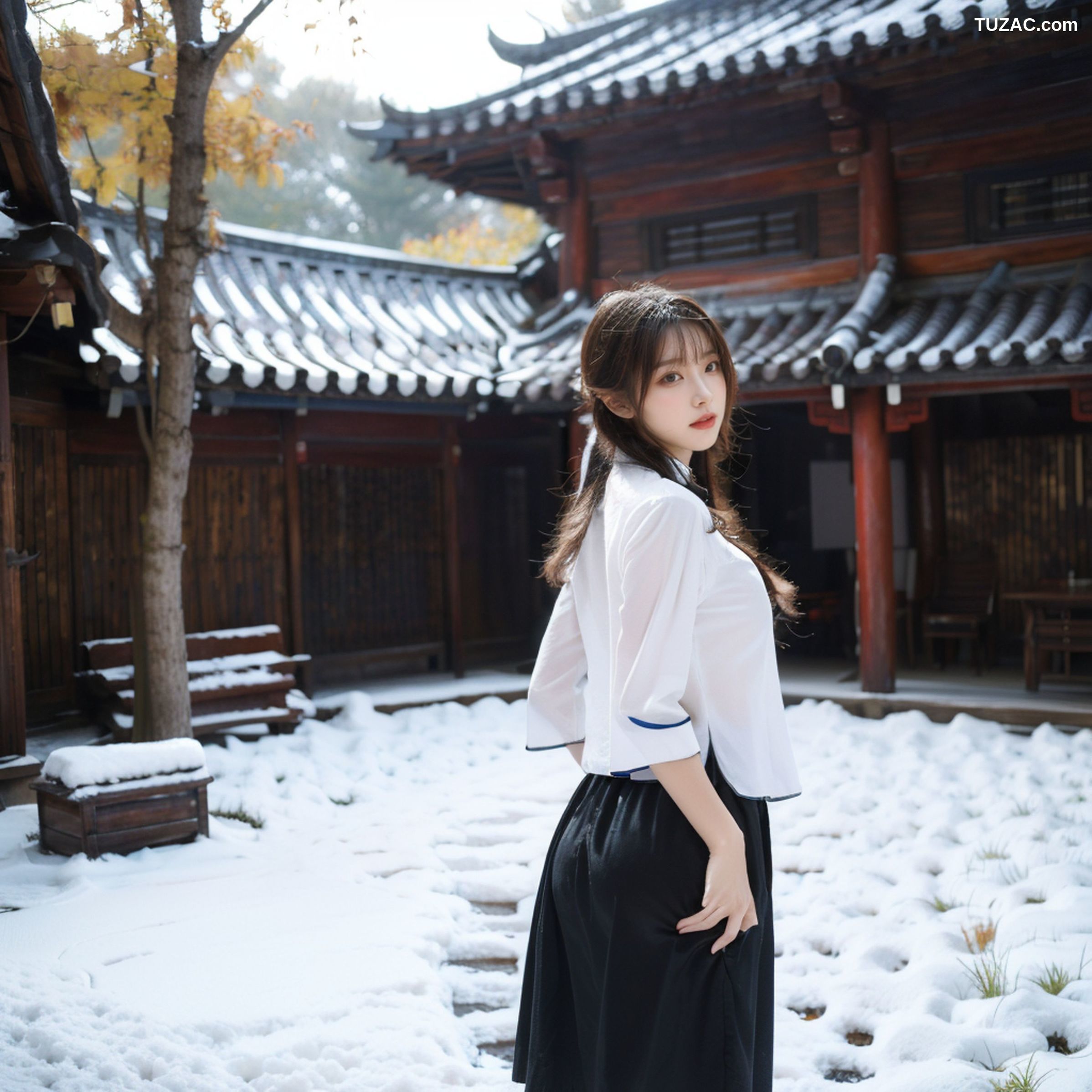AI美女-拟实-民国风白衣黑裙-纯净版