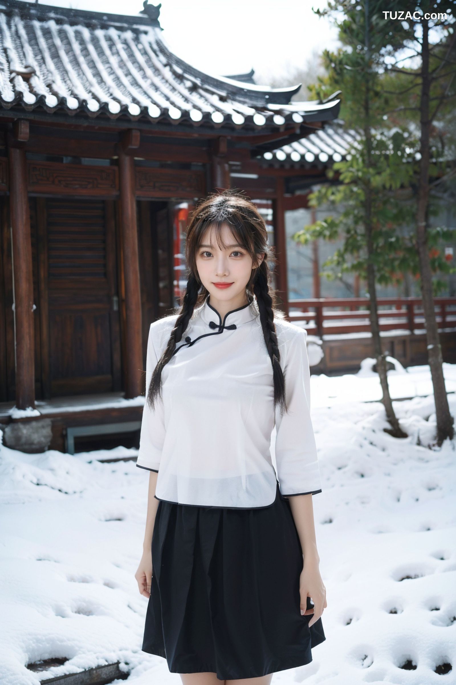 AI美女-拟实-民国风白衣黑裙-纯净版