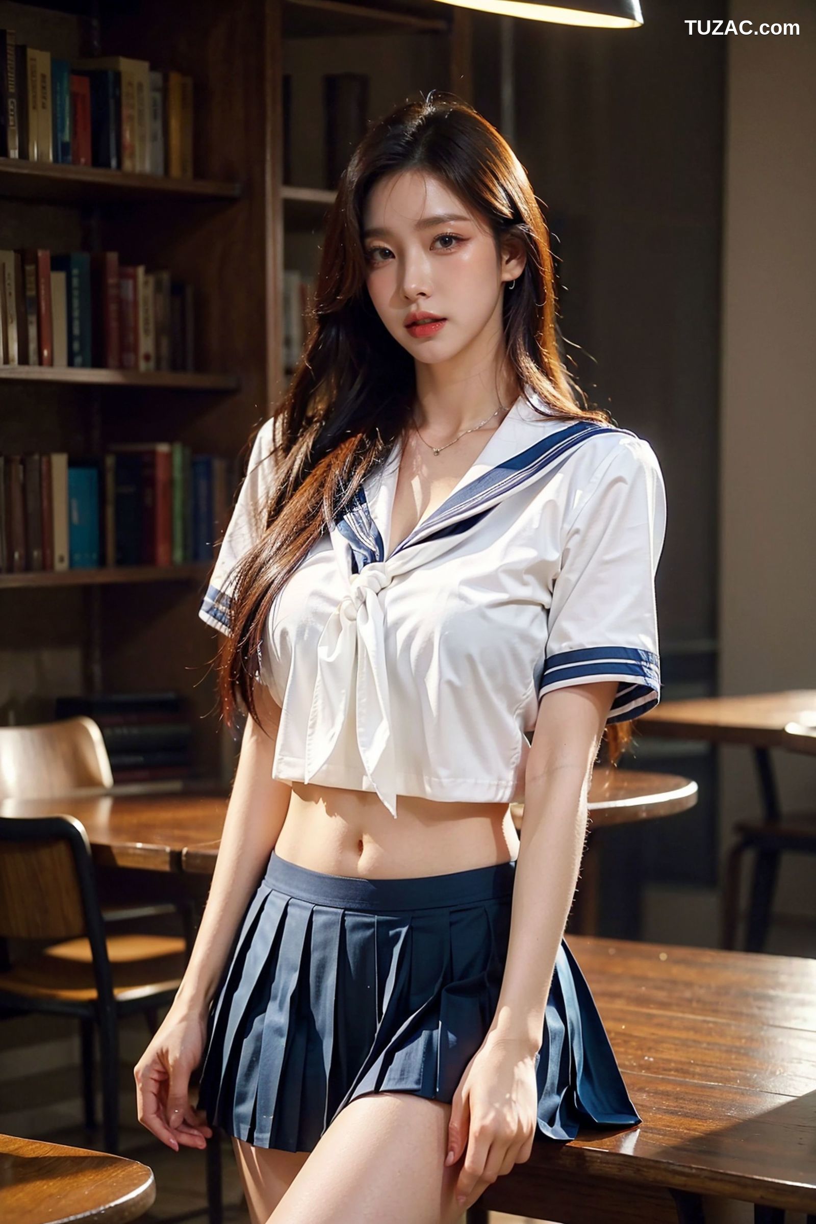 AI美女-拟实-水手服短裙