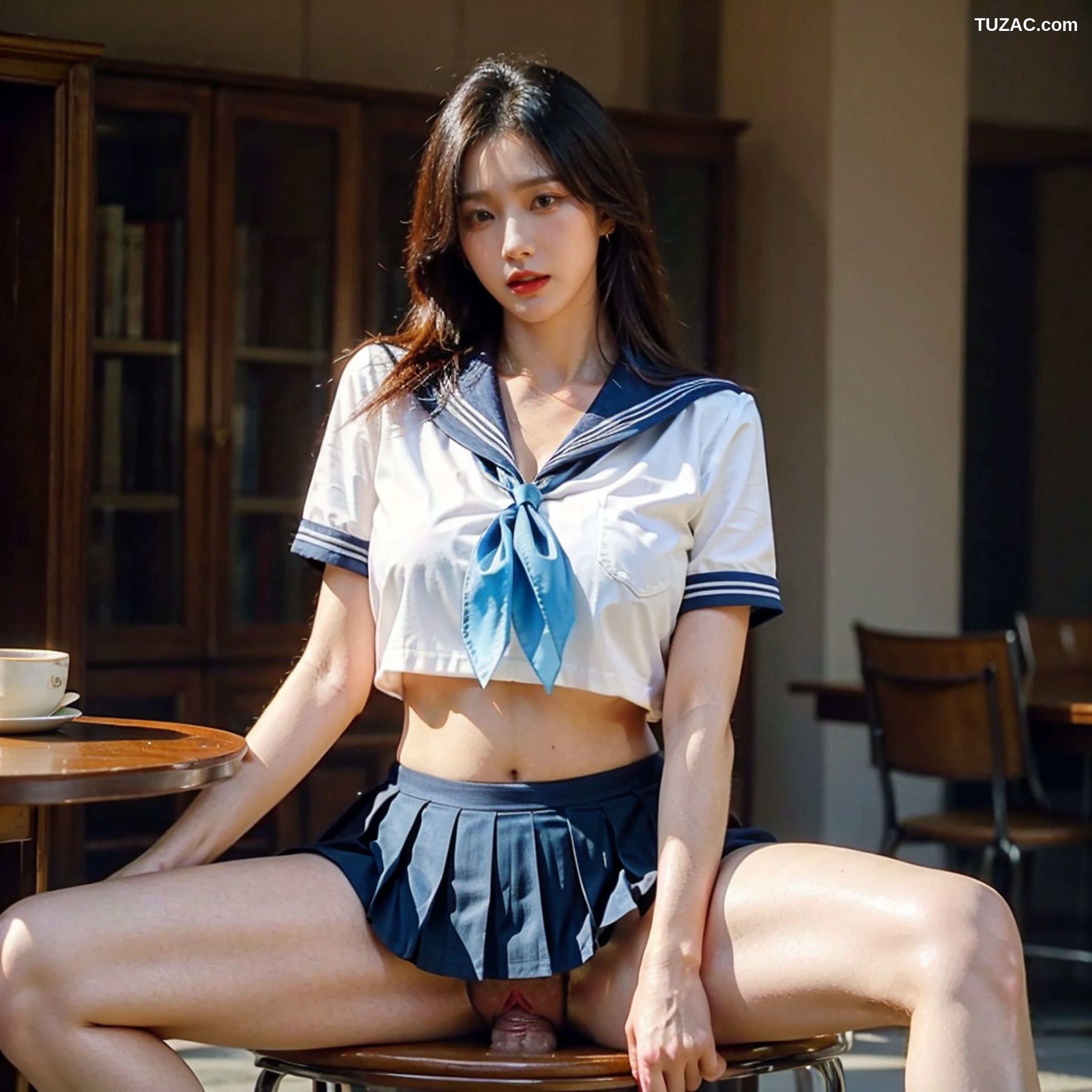 AI美女-拟实-水手服短裙