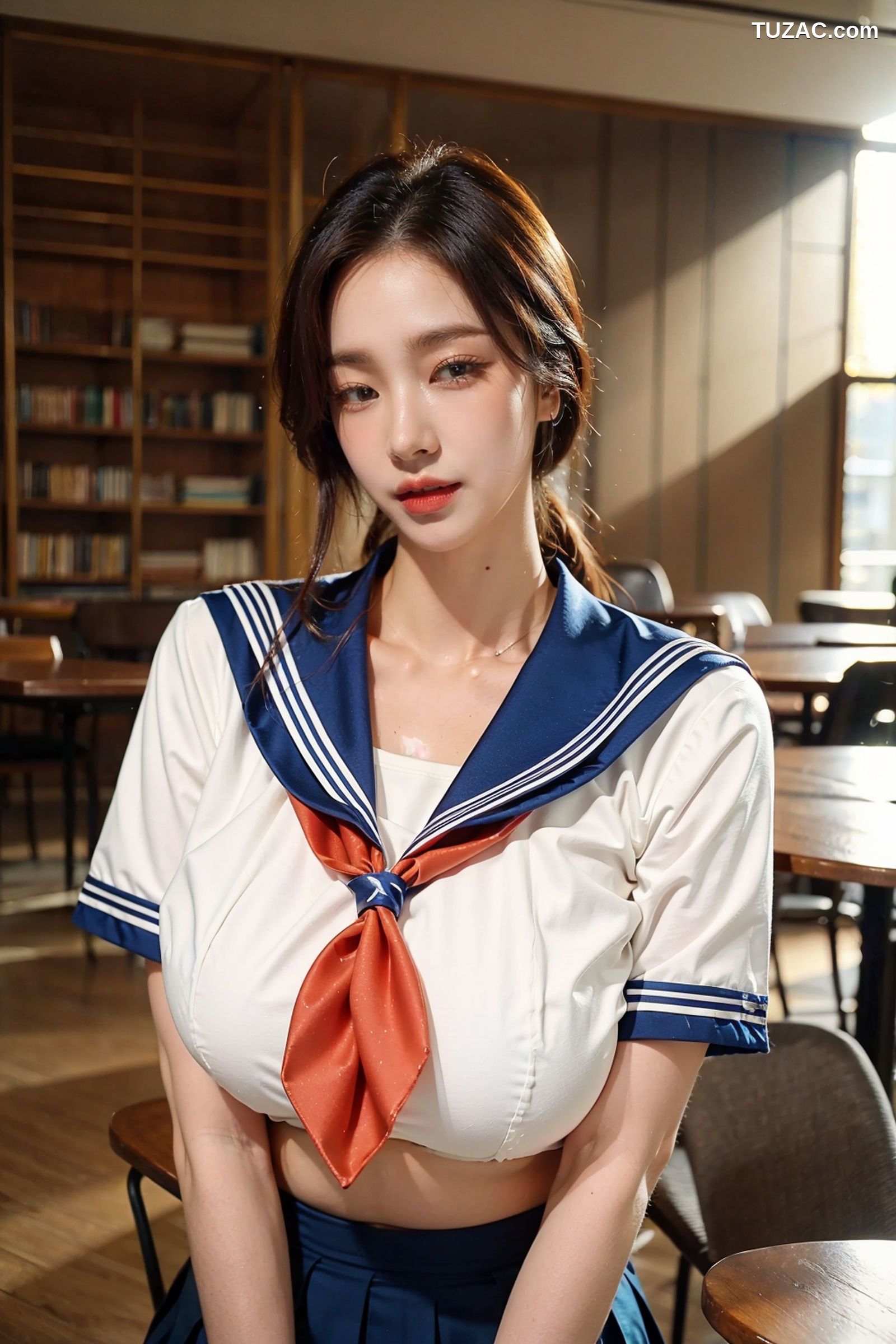AI美女-拟实-水手服短裙