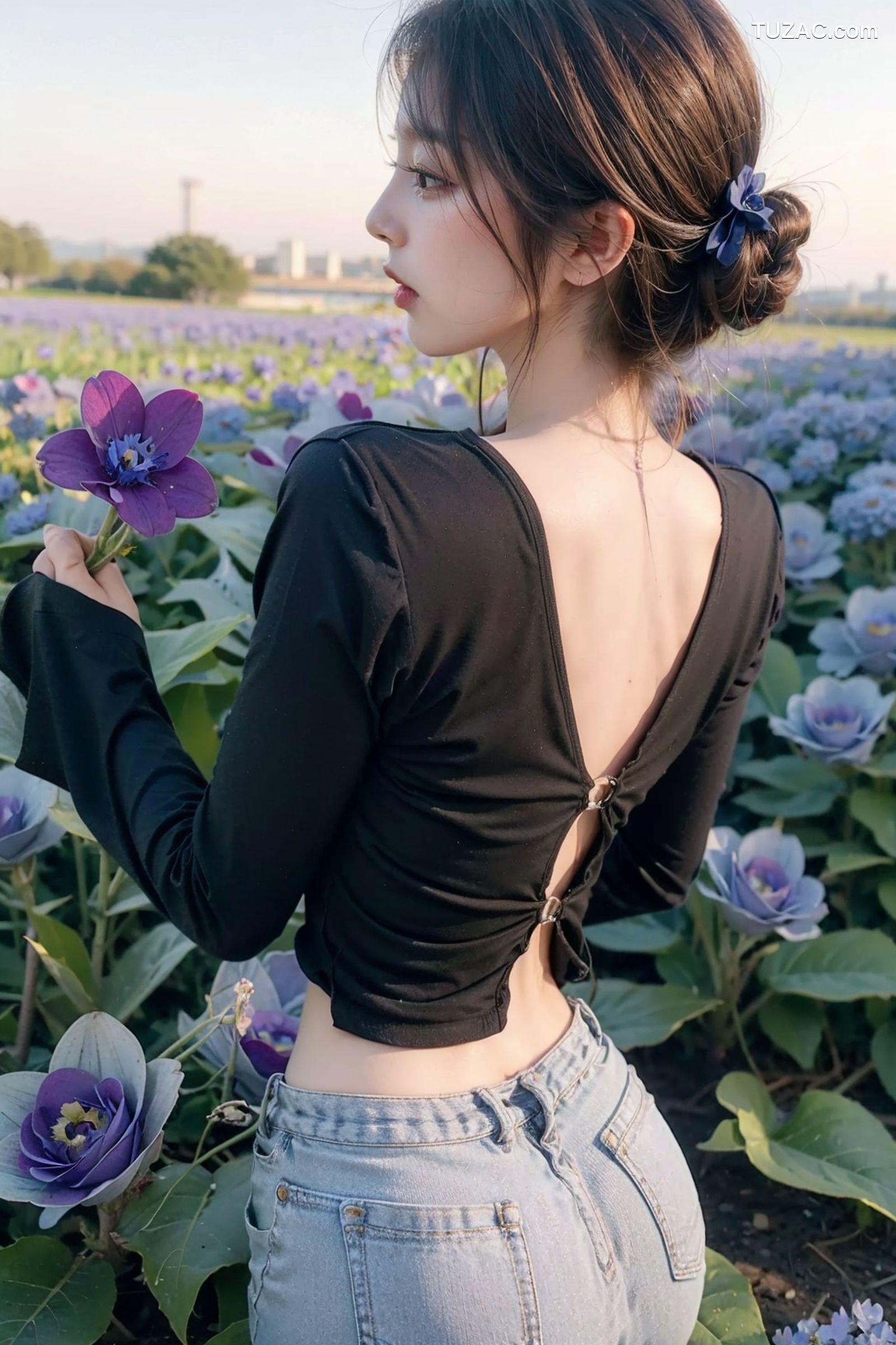 AI美女-拟实-深色T恤牛仔裤-纯净版