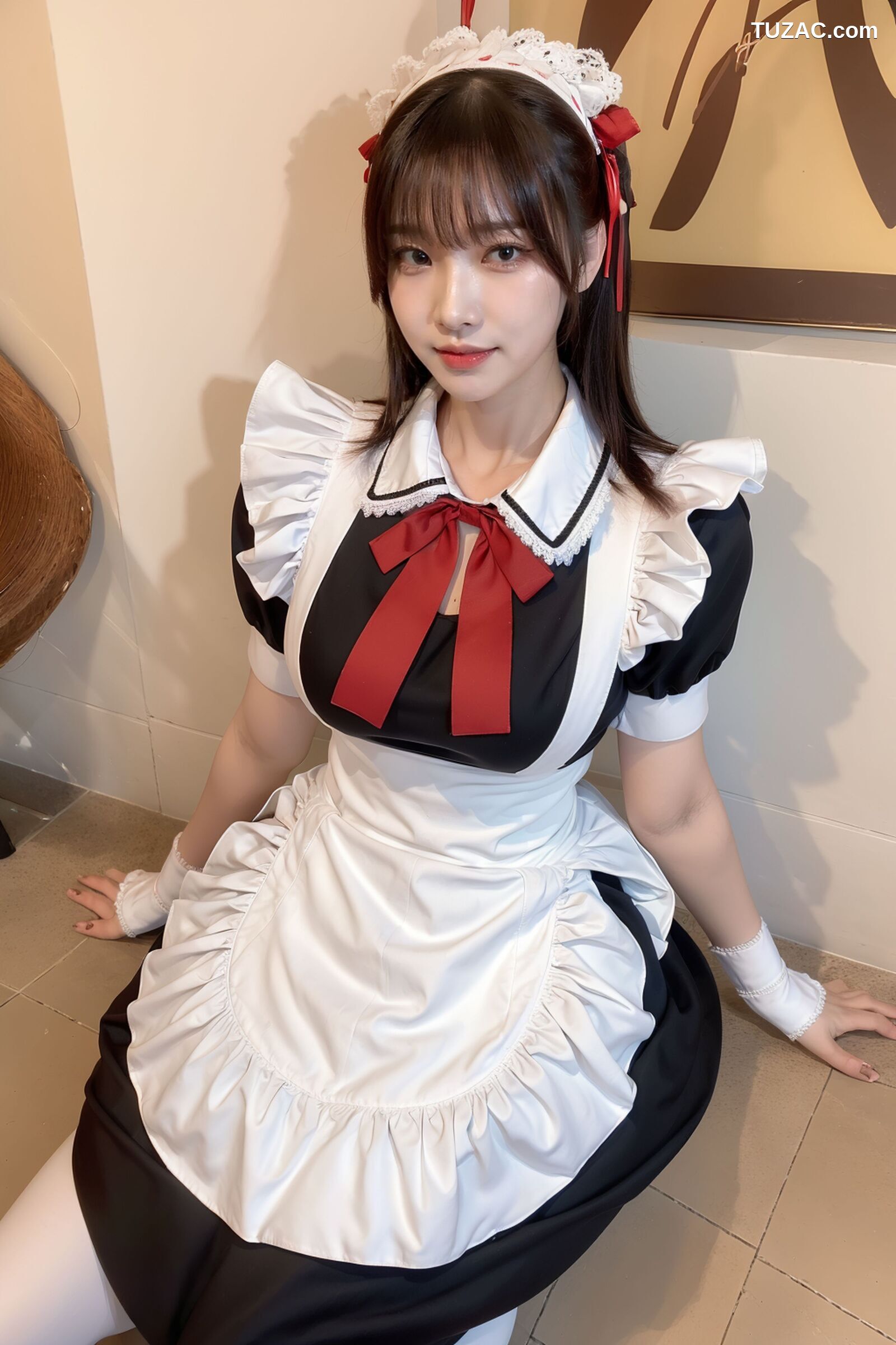 AI美女-拟实-清纯黑白女仆