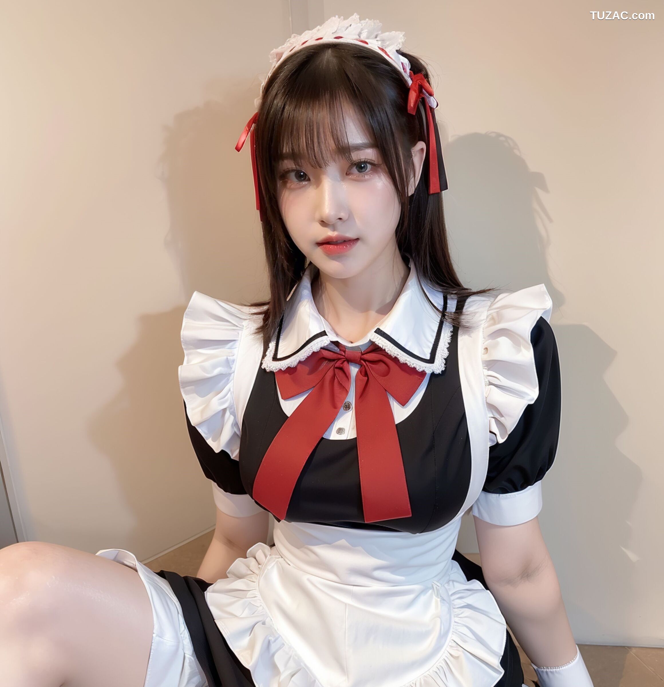 AI美女-拟实-清纯黑白女仆