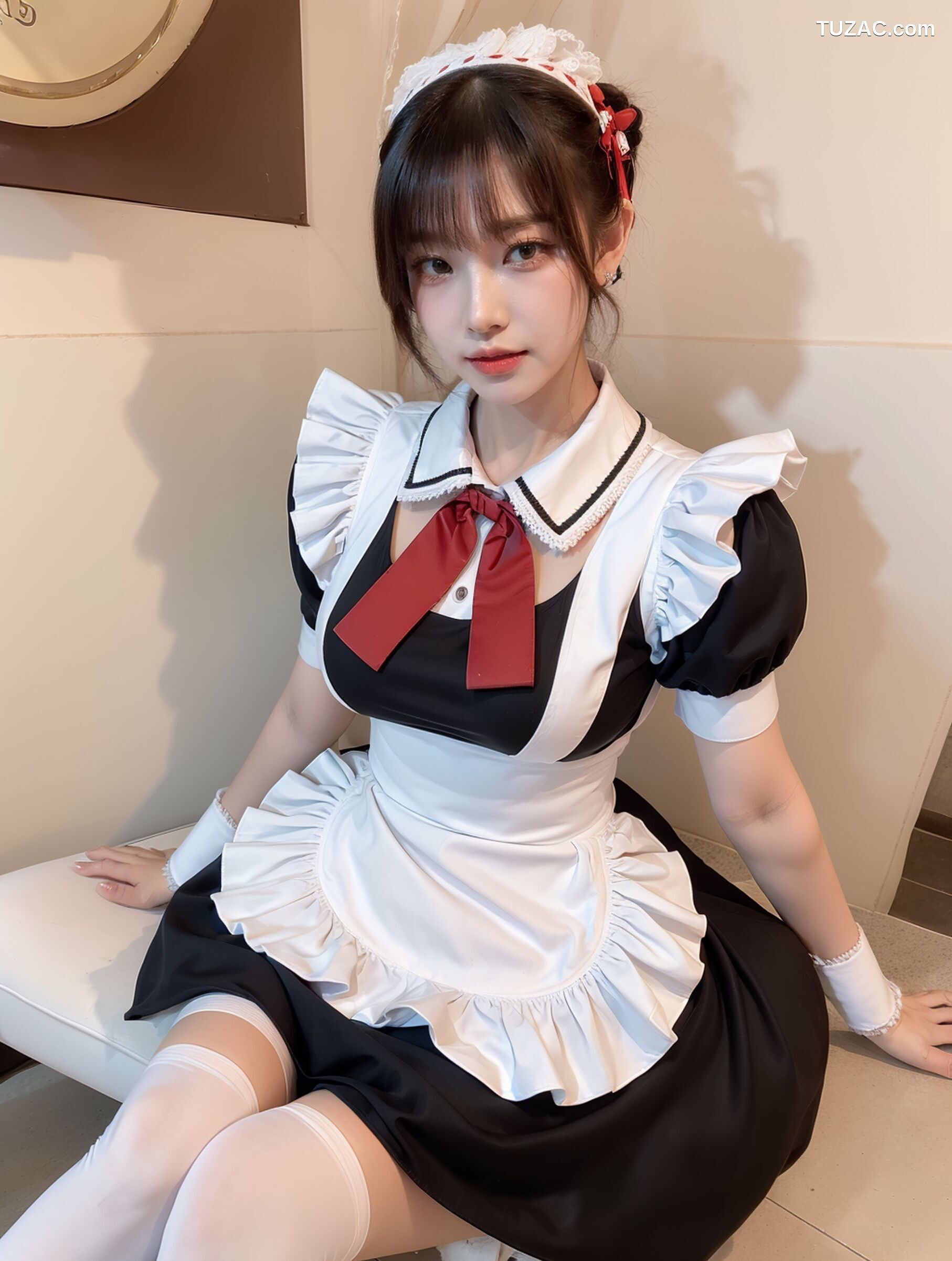 AI美女-拟实-清纯黑白女仆