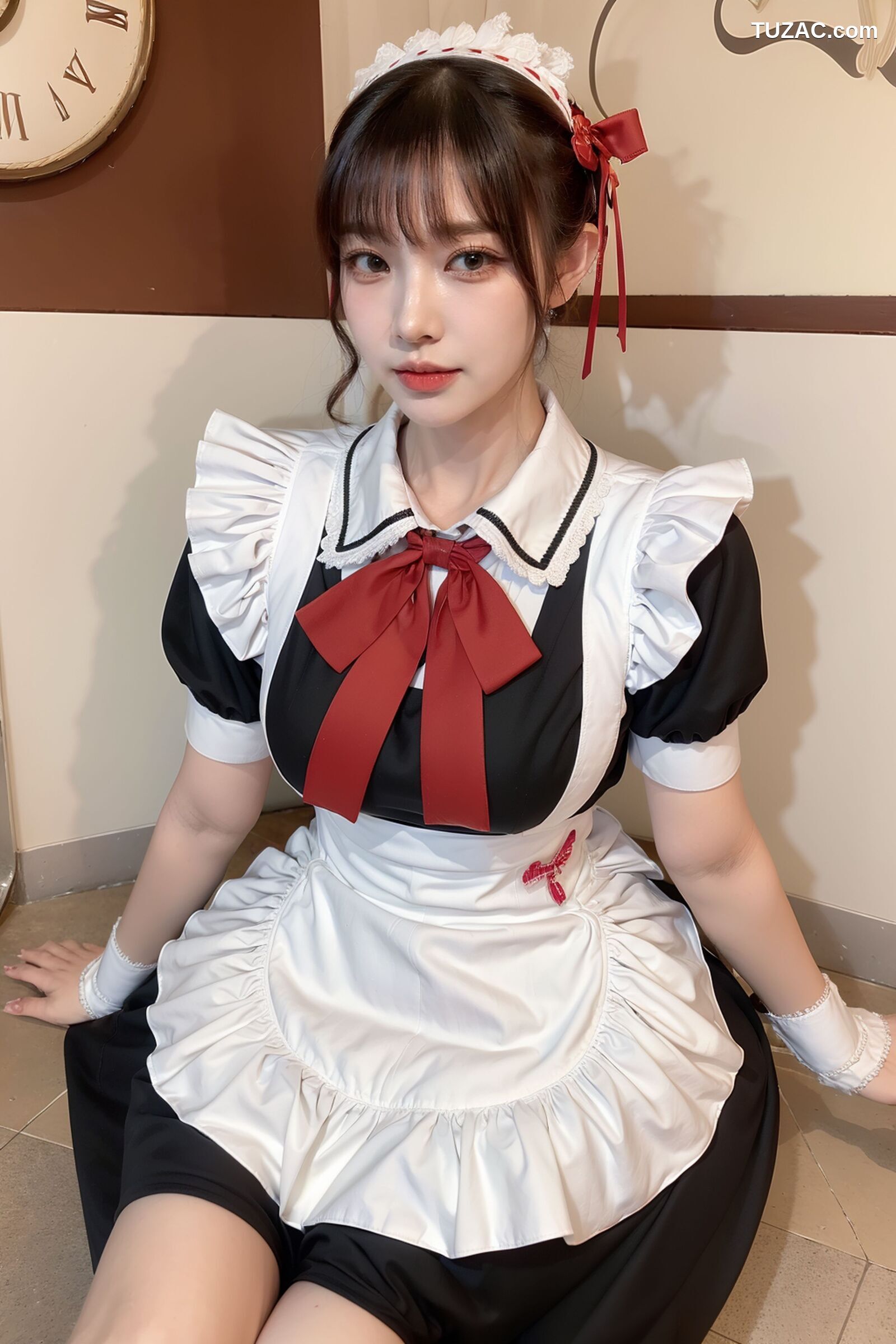 AI美女-拟实-清纯黑白女仆