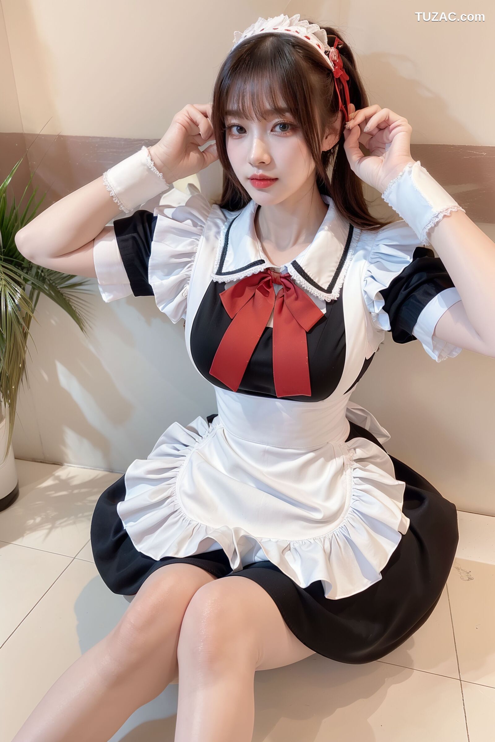 AI美女-拟实-清纯黑白女仆