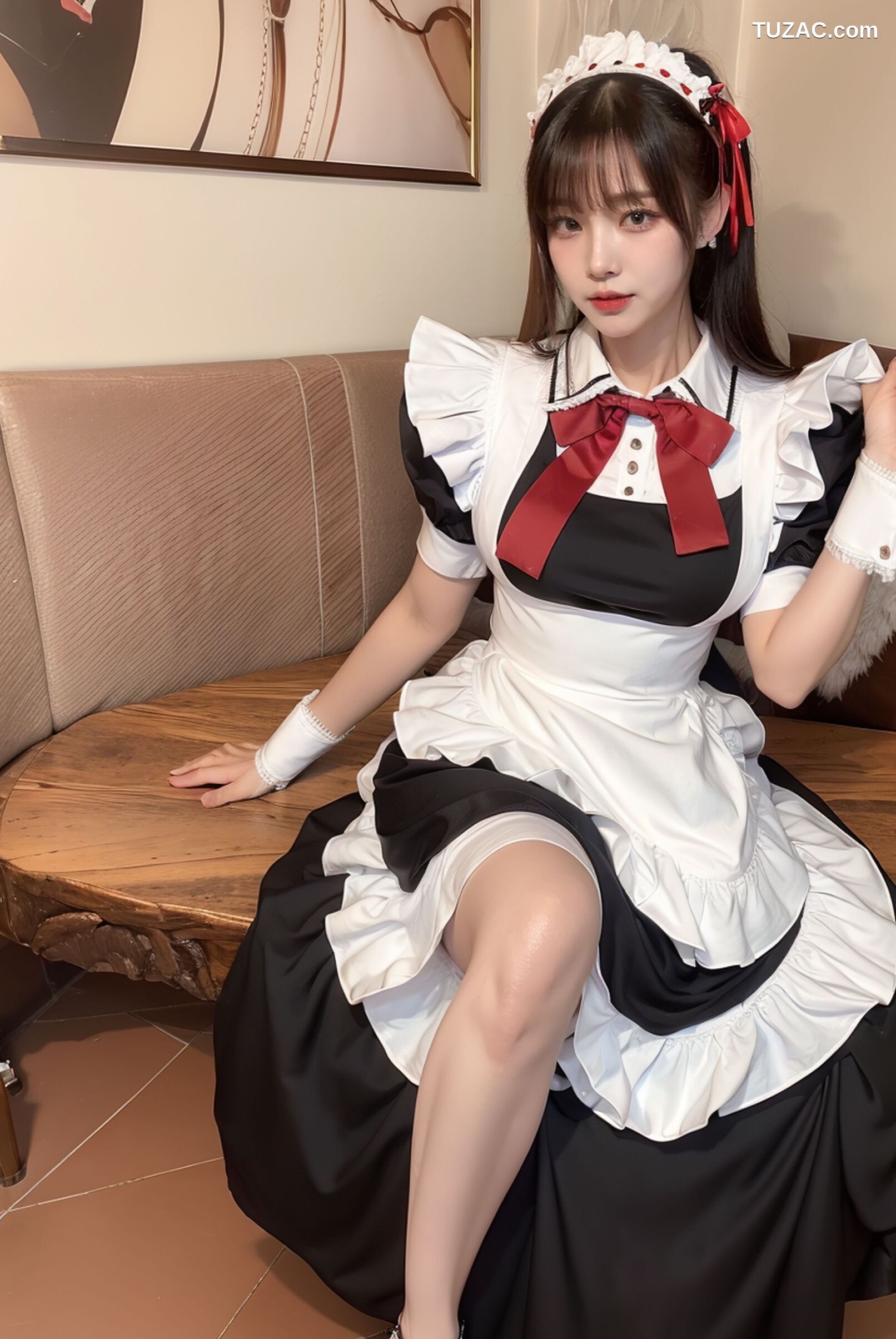 AI美女-拟实-清纯黑白女仆