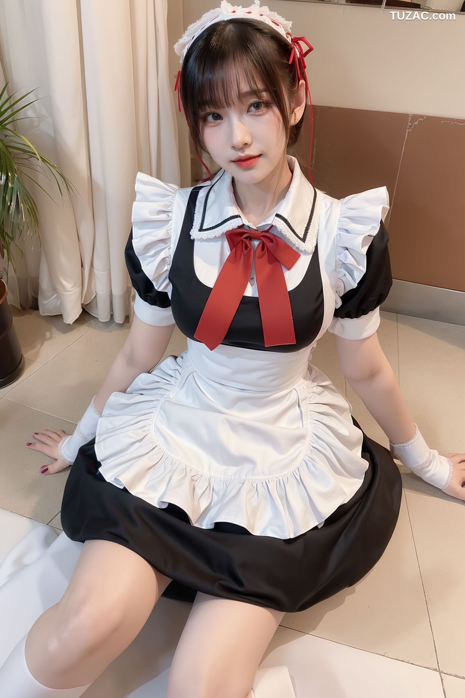 AI美女-拟实-清纯黑白女仆