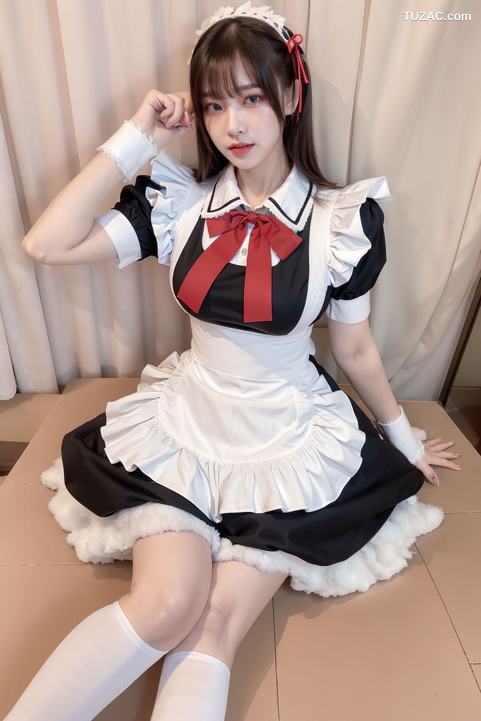 AI美女-拟实-清纯黑白女仆