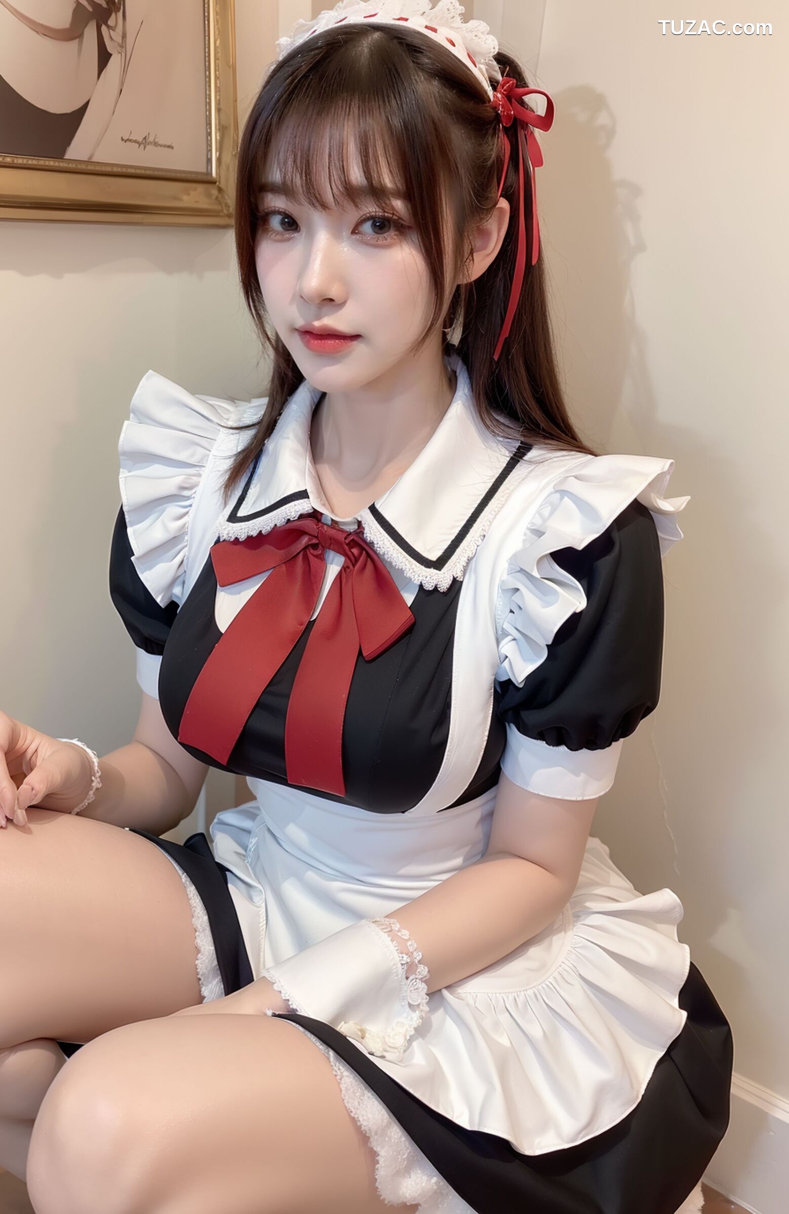 AI美女-拟实-清纯黑白女仆