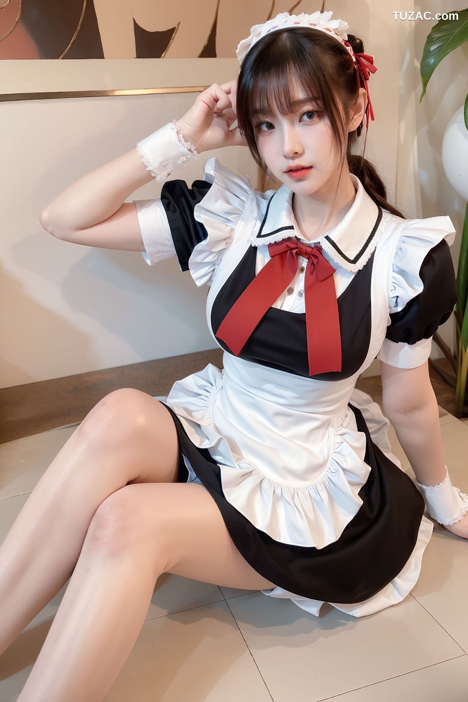 AI美女-拟实-清纯黑白女仆