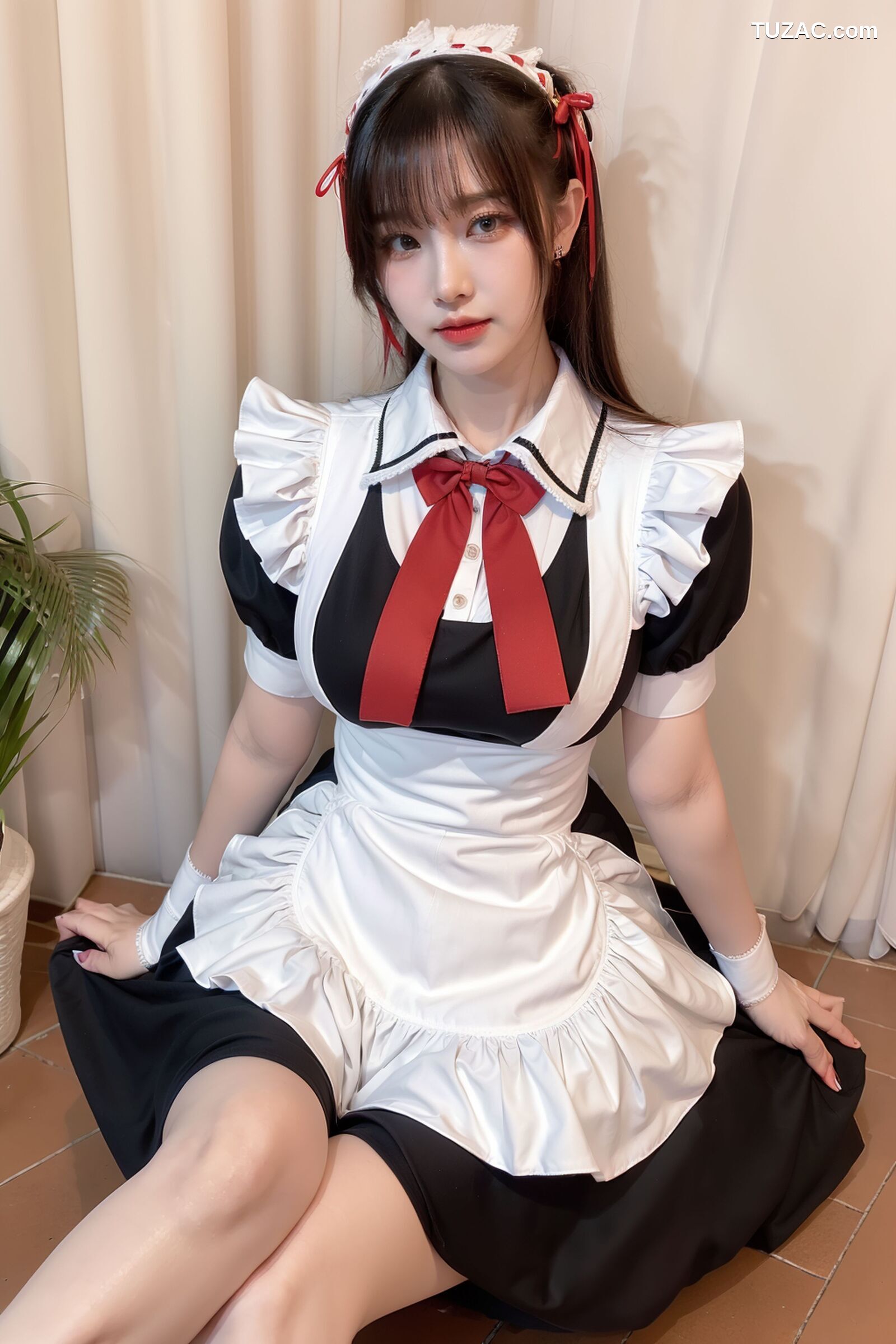 AI美女-拟实-清纯黑白女仆