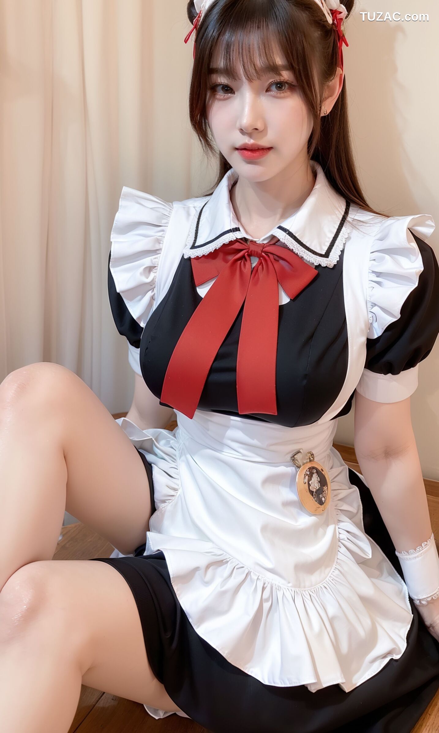 AI美女-拟实-清纯黑白女仆