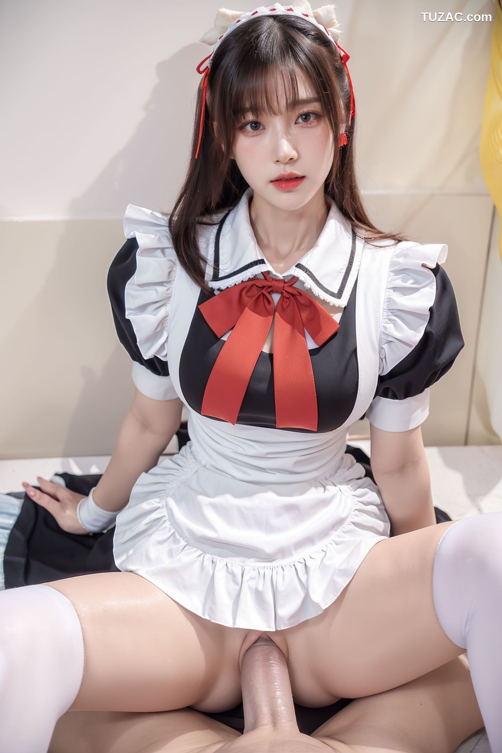 AI美女-拟实-清纯黑白女仆