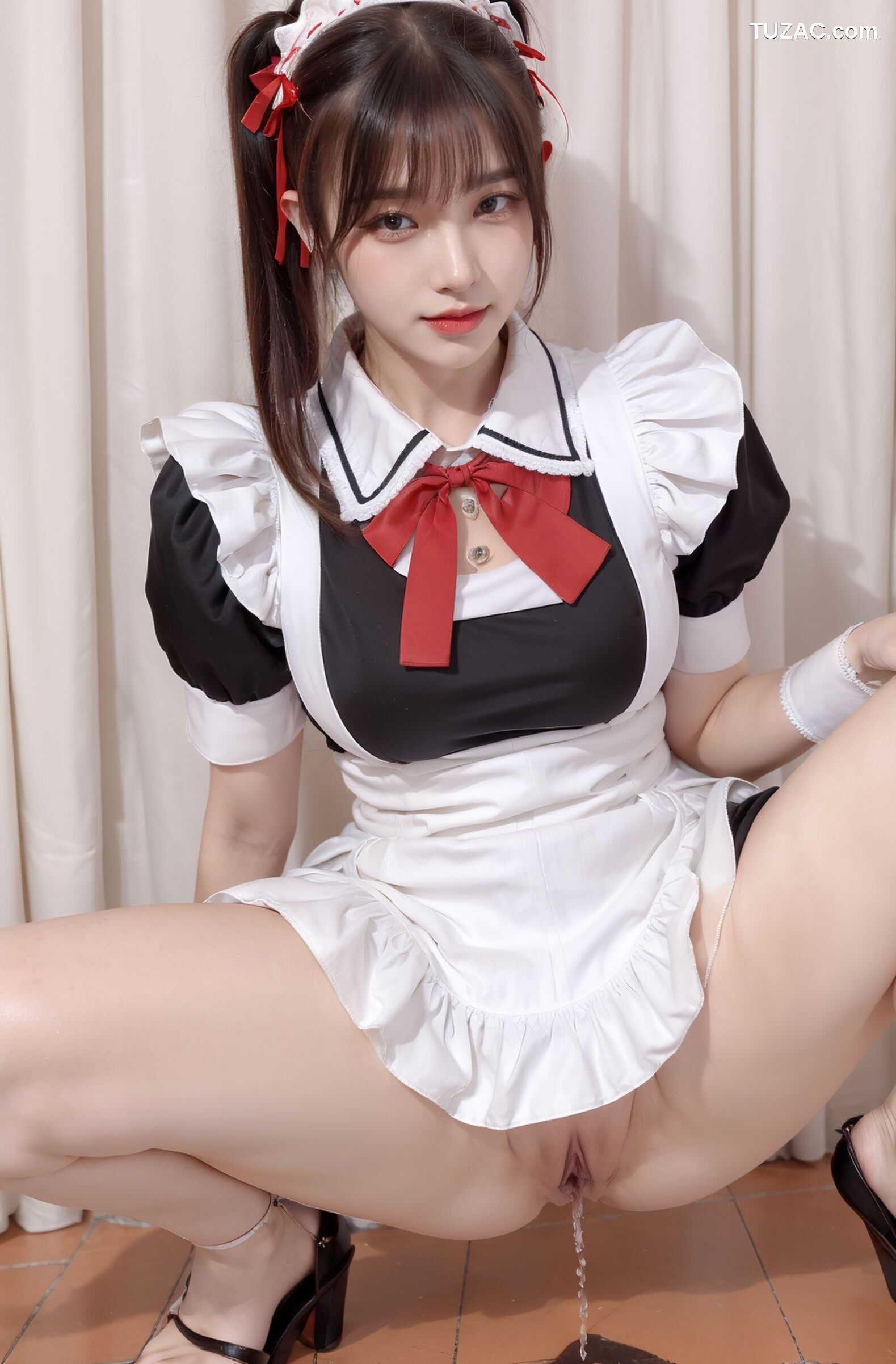 AI美女-拟实-清纯黑白女仆